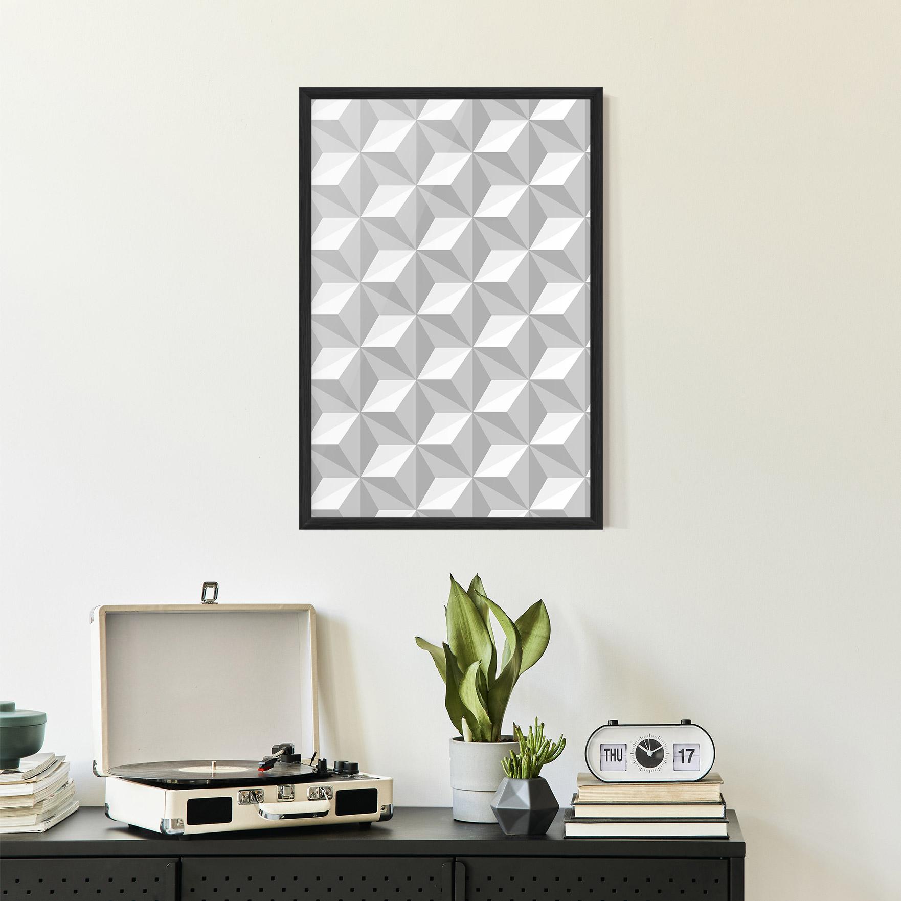 Poster Înrămat White Triangle Pattern mockup 2