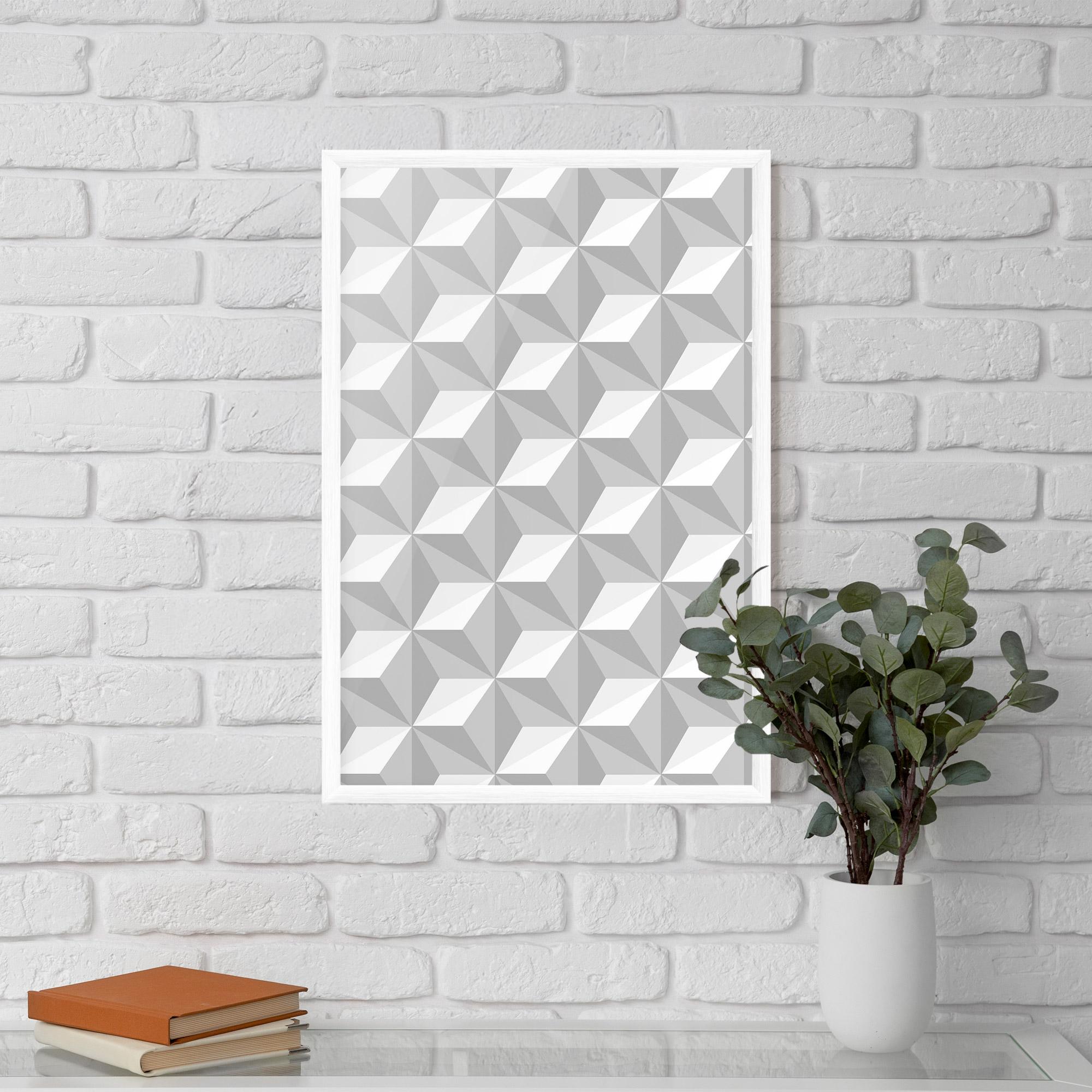 Poster Înrămat White Triangle Pattern mockup 5