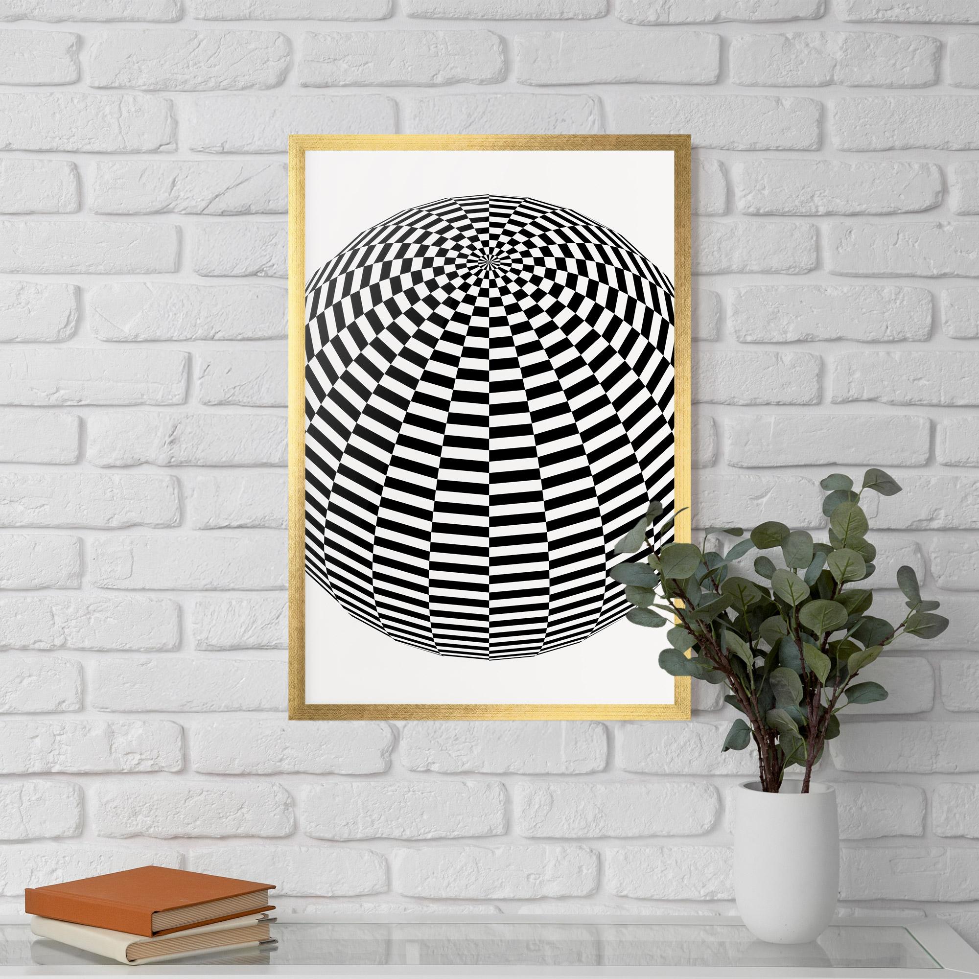 Poster Înrămat 3d Black White Ball mockup 5