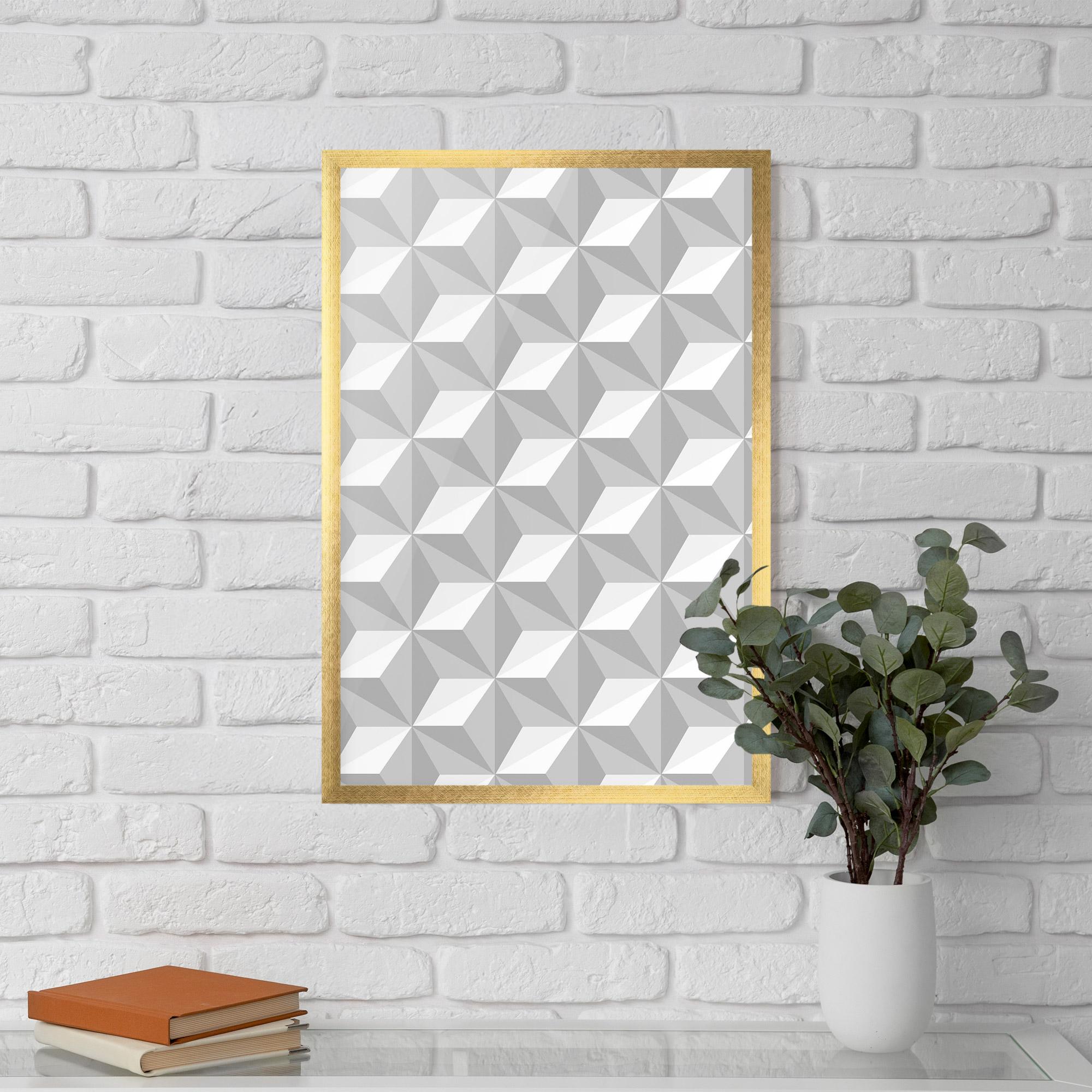 Poster Înrămat White Triangle Pattern mockup 5