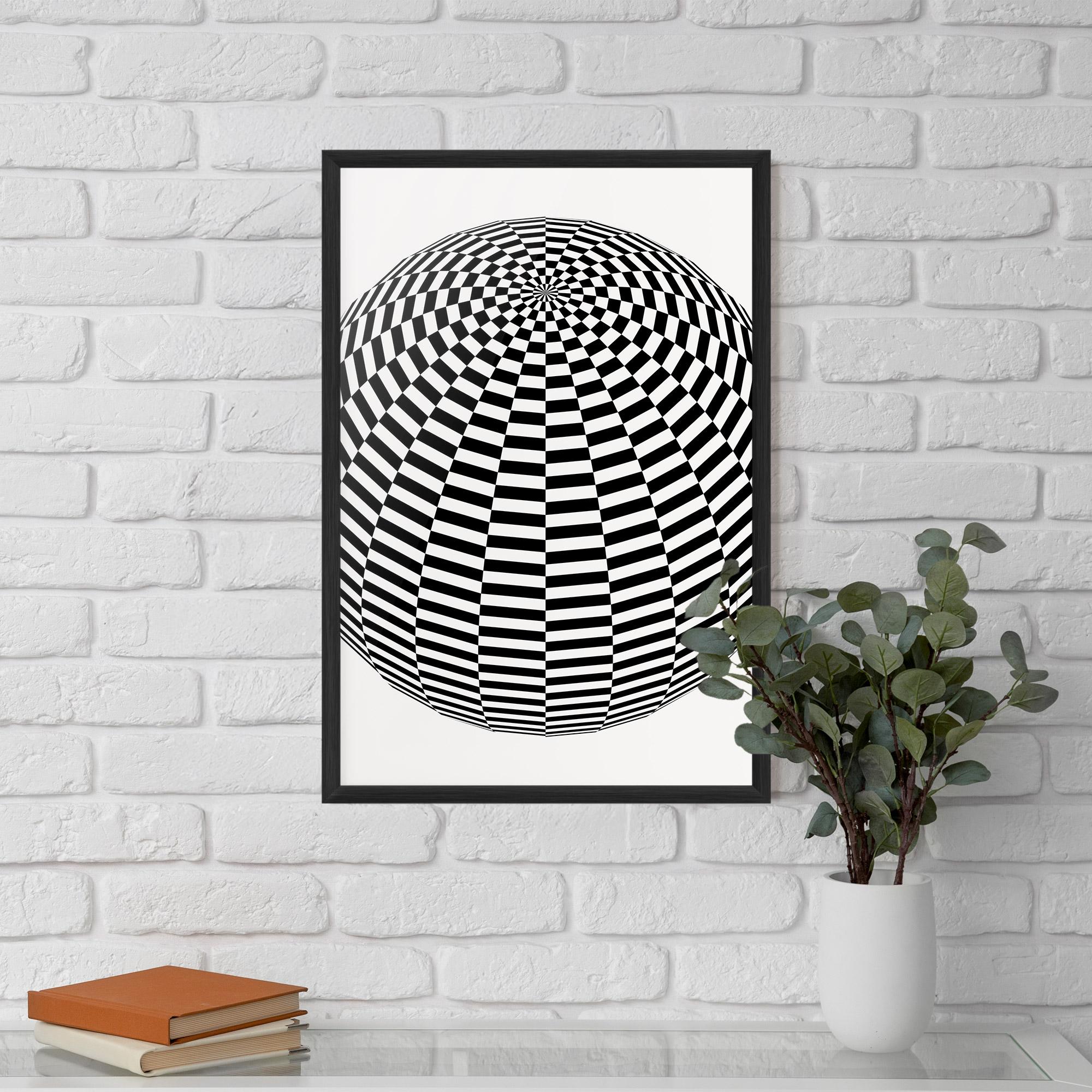Poster Înrămat 3d Black White Ball mockup 5