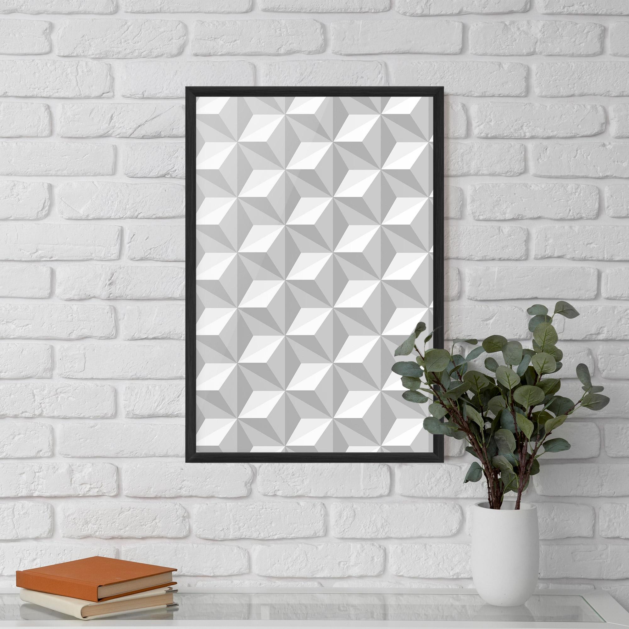 Poster Înrămat White Triangle Pattern mockup 5