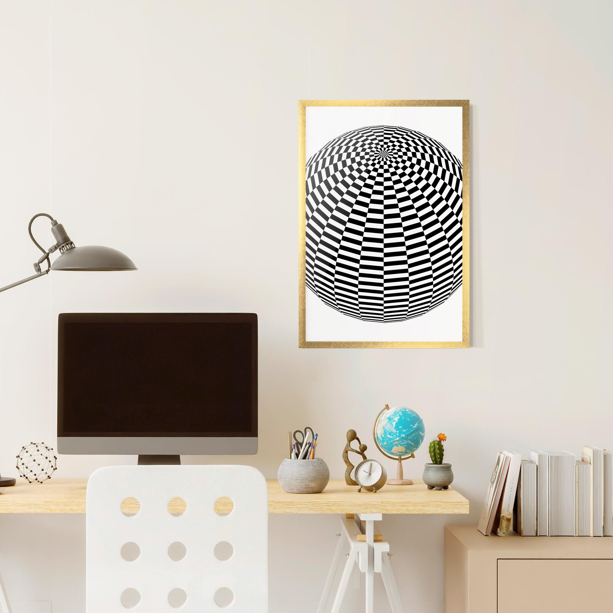 Poster Înrămat 3d Black White Ball mockup 6