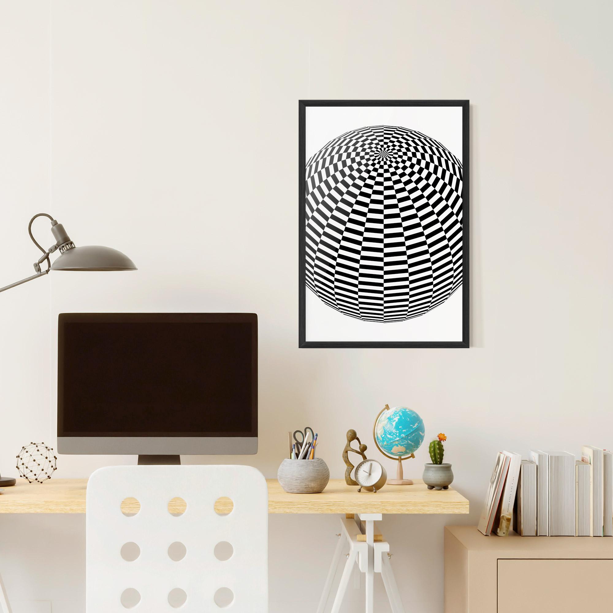 Poster Înrămat 3d Black White Ball mockup 6
