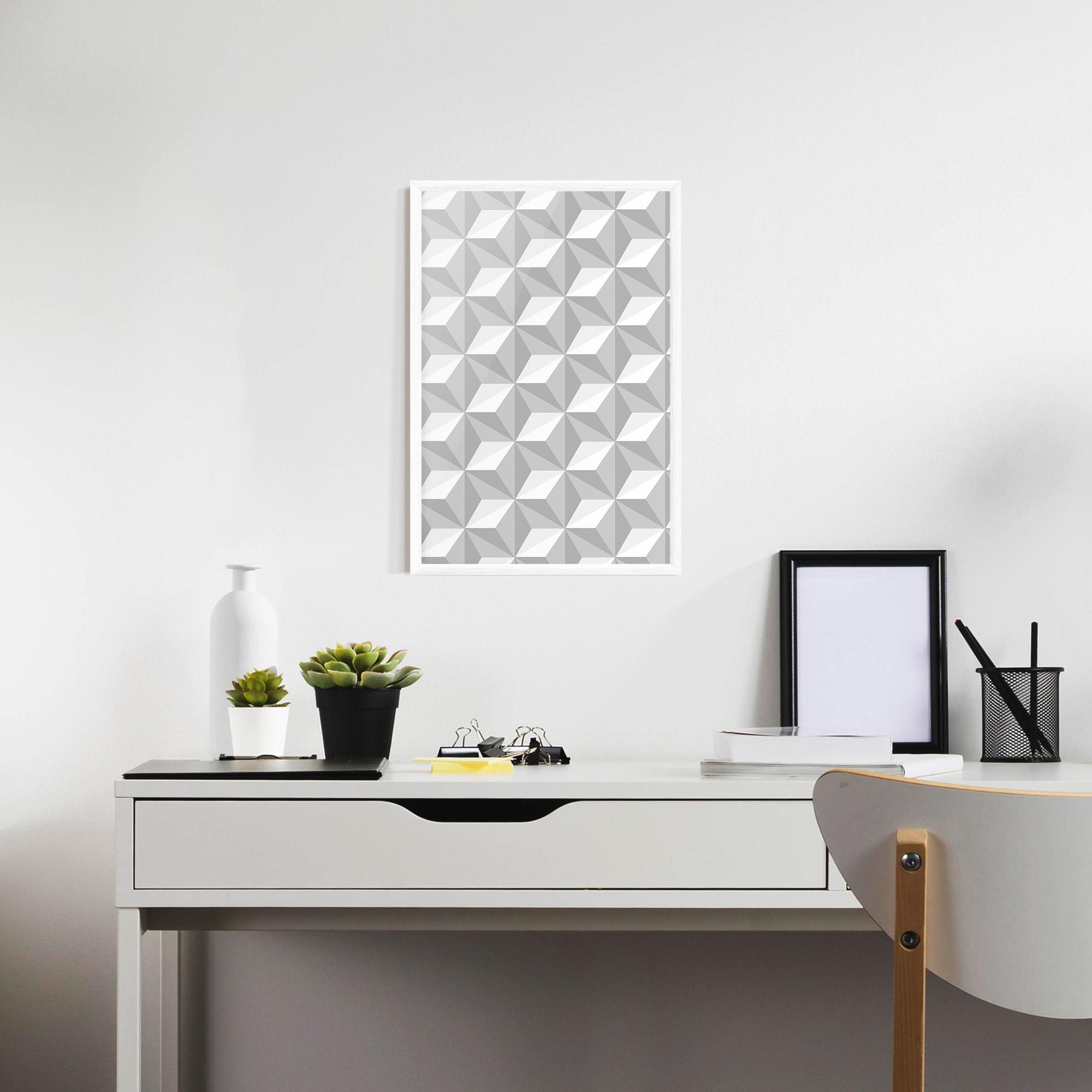 Poster Înrămat White Triangle Pattern mockup 7