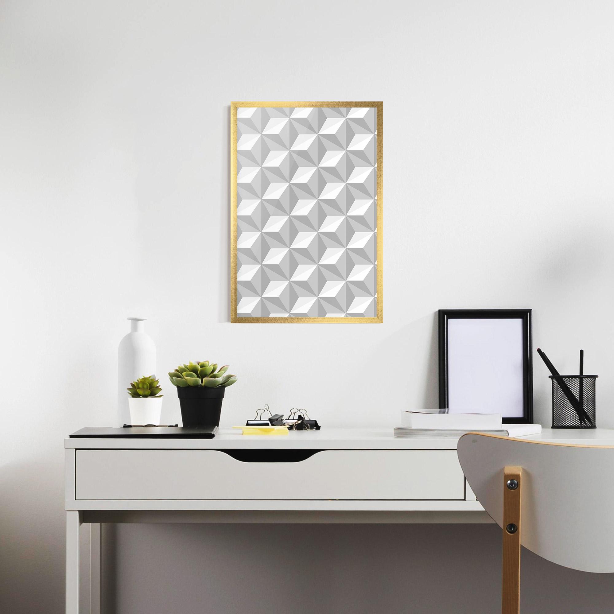 Poster Înrămat White Triangle Pattern mockup 7