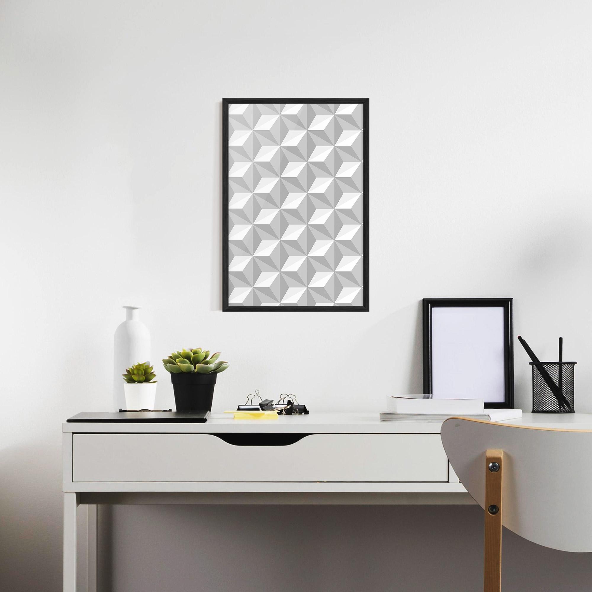 Poster Înrămat White Triangle Pattern mockup 7