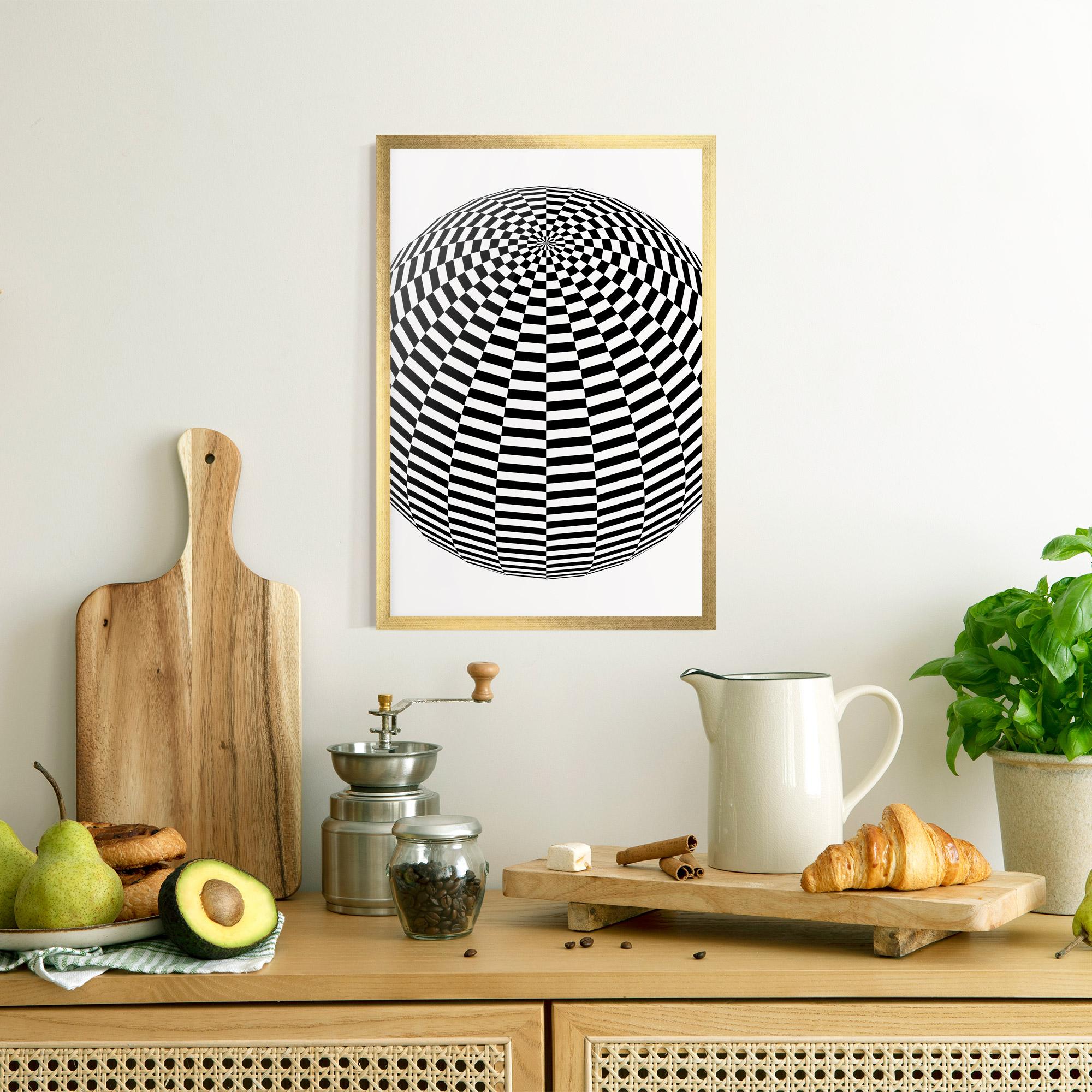 Poster Înrămat 3d Black White Ball mockup 8