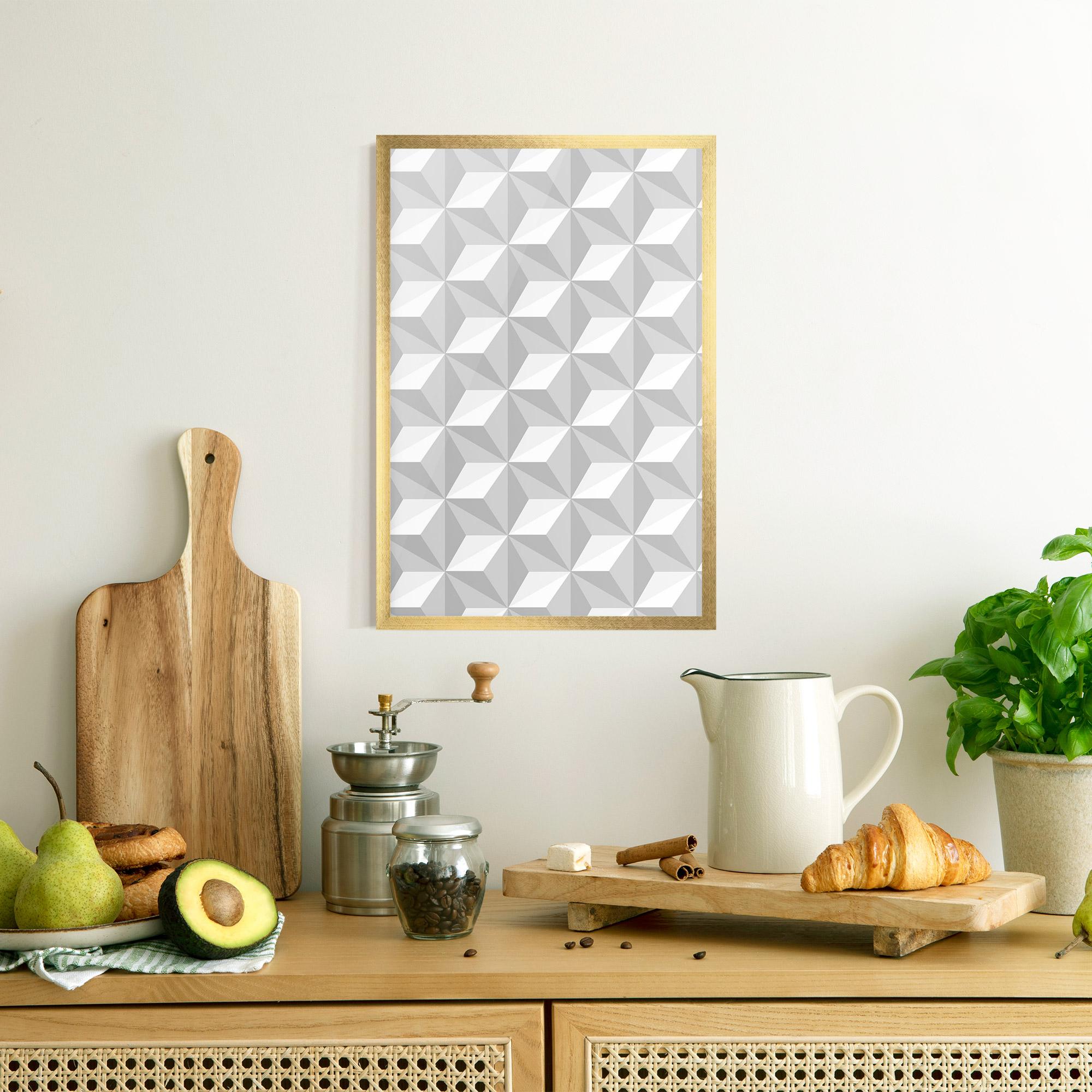 Poster Înrămat White Triangle Pattern mockup 8