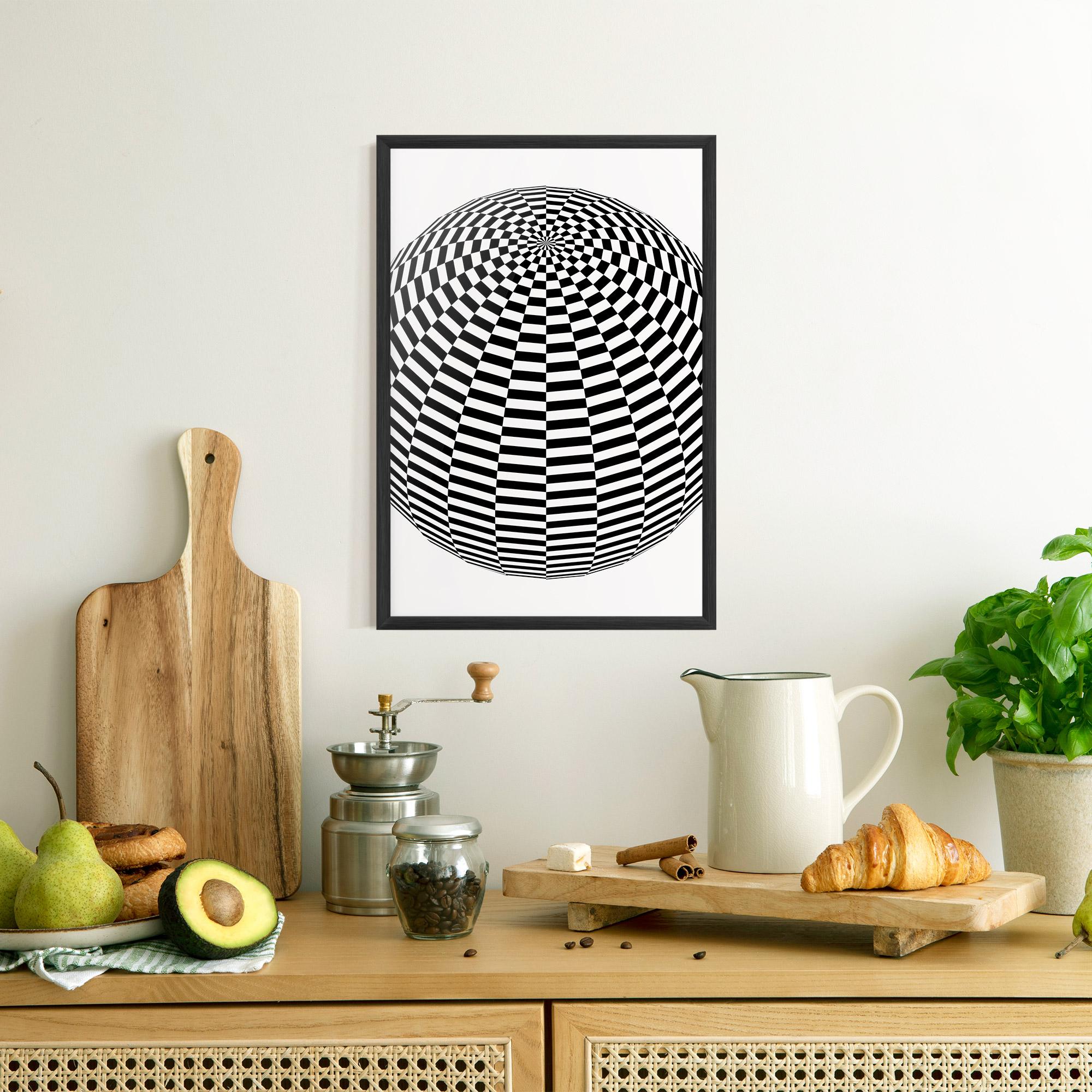 Poster Înrămat 3d Black White Ball mockup 8