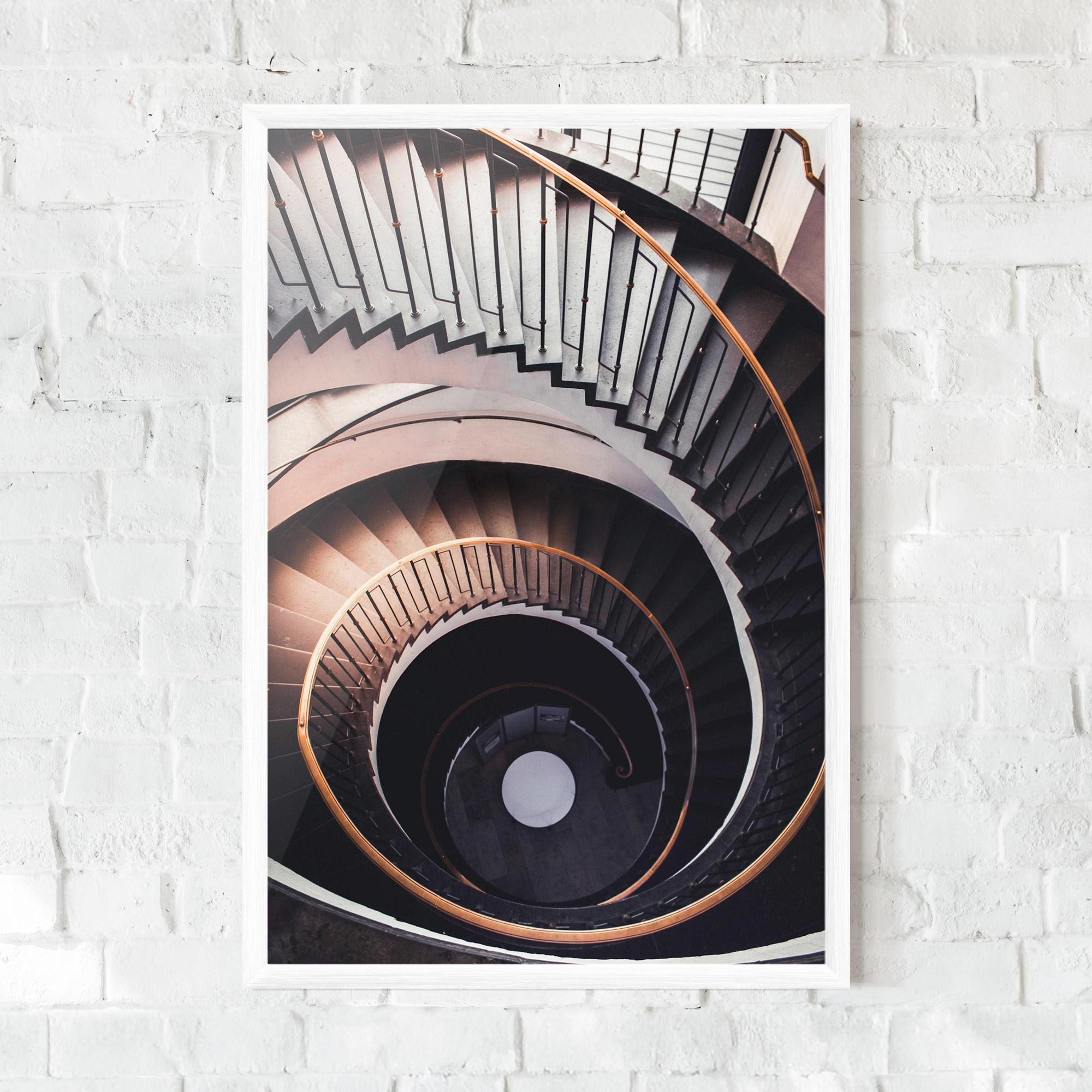 Poster Înrămat Grey Stairs Spiral mockup 0