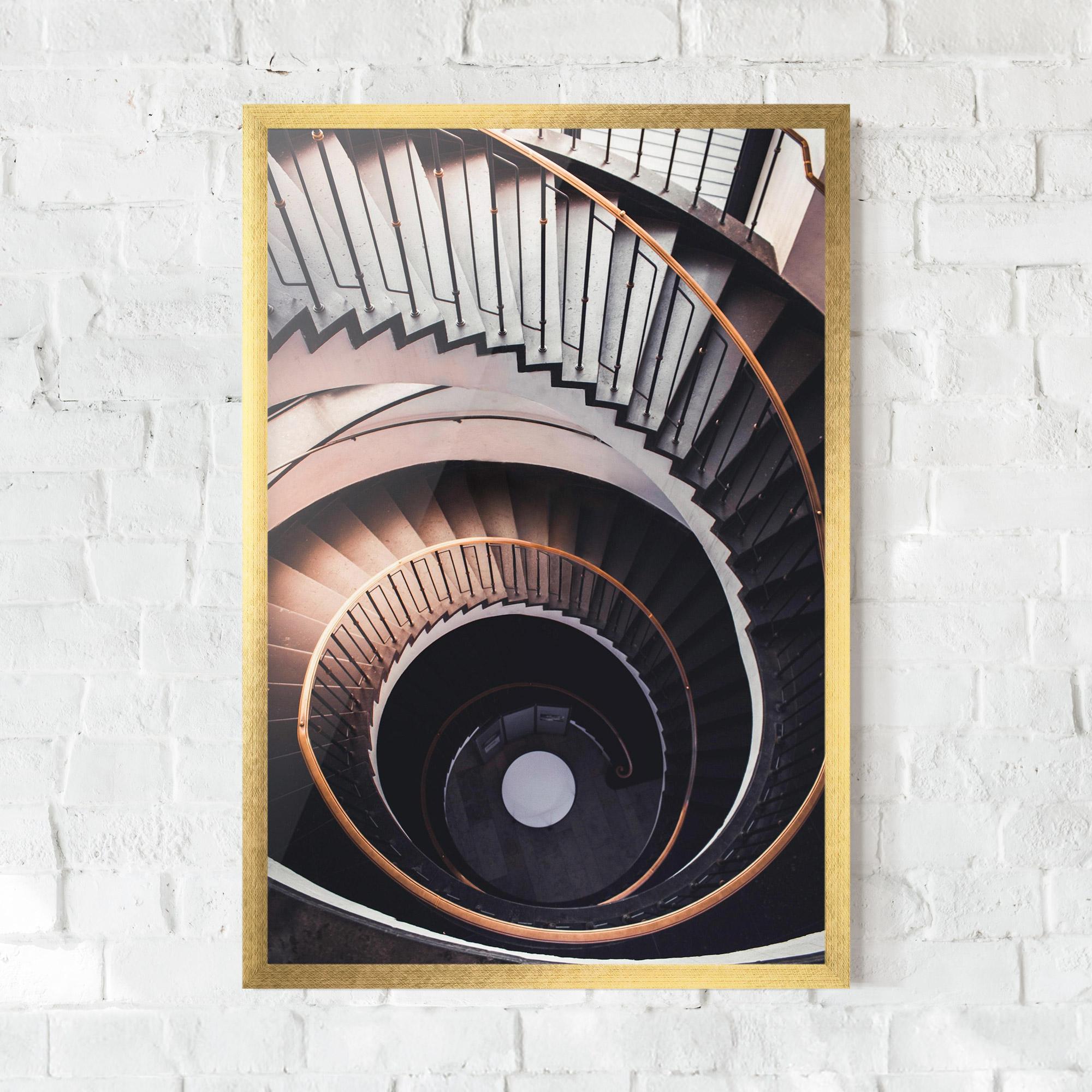 Poster Înrămat Grey Stairs Spiral mockup 0