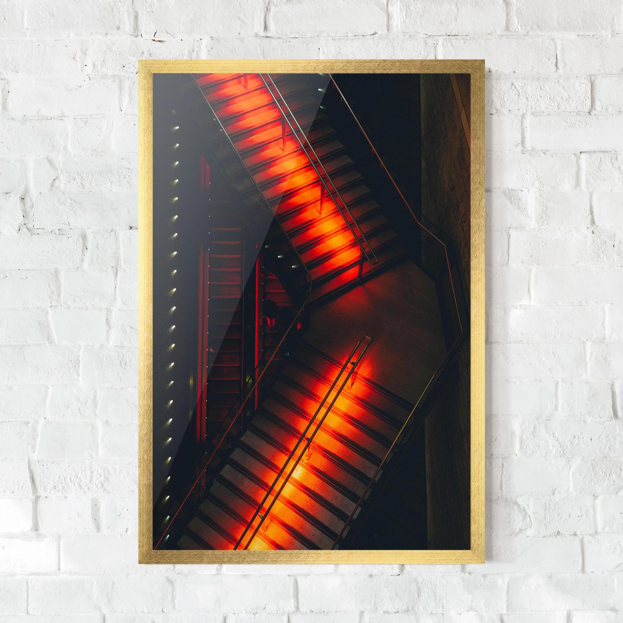 Poster Înrămat Orange Light Stairs mockup 0
