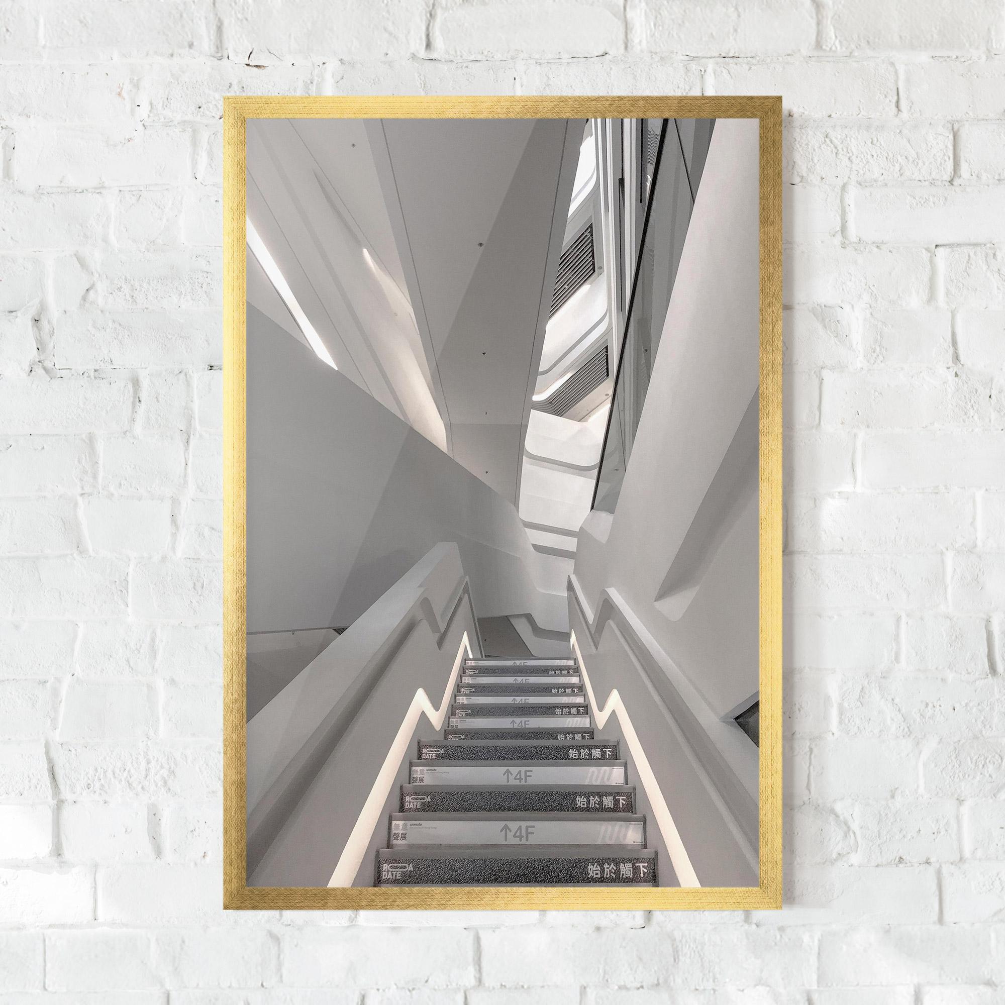 Poster Înrămat White Line Stairs mockup 0
