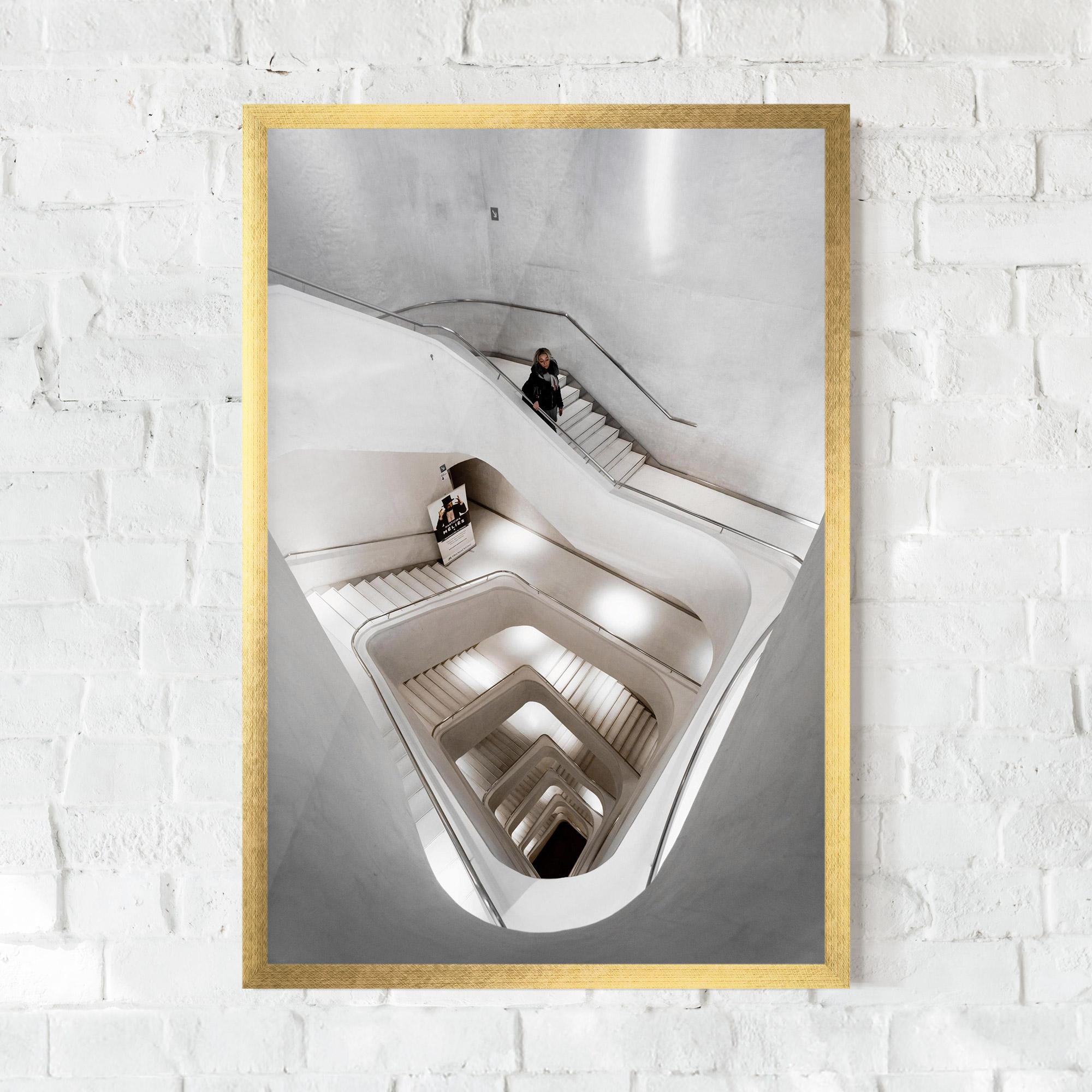 Poster Înrămat White Stairs Spiral mockup 0
