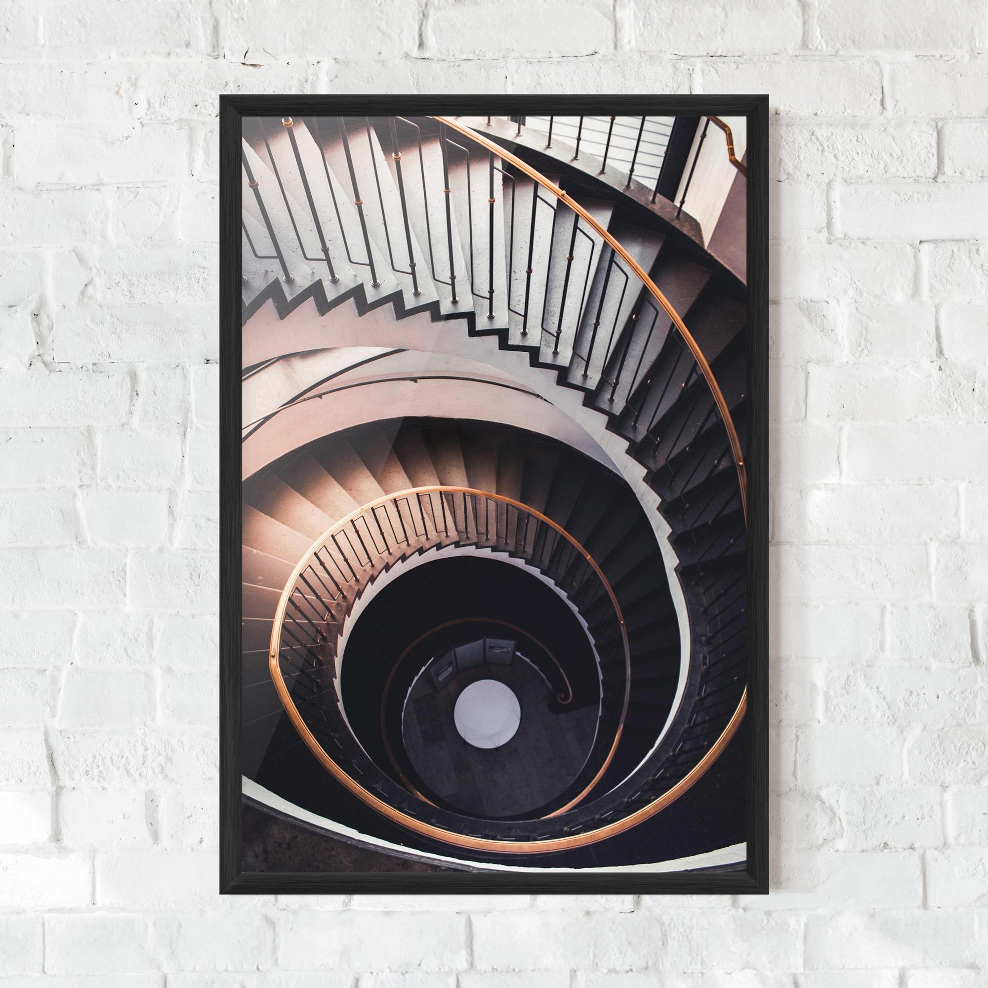Poster Înrămat Grey Stairs Spiral mockup 0