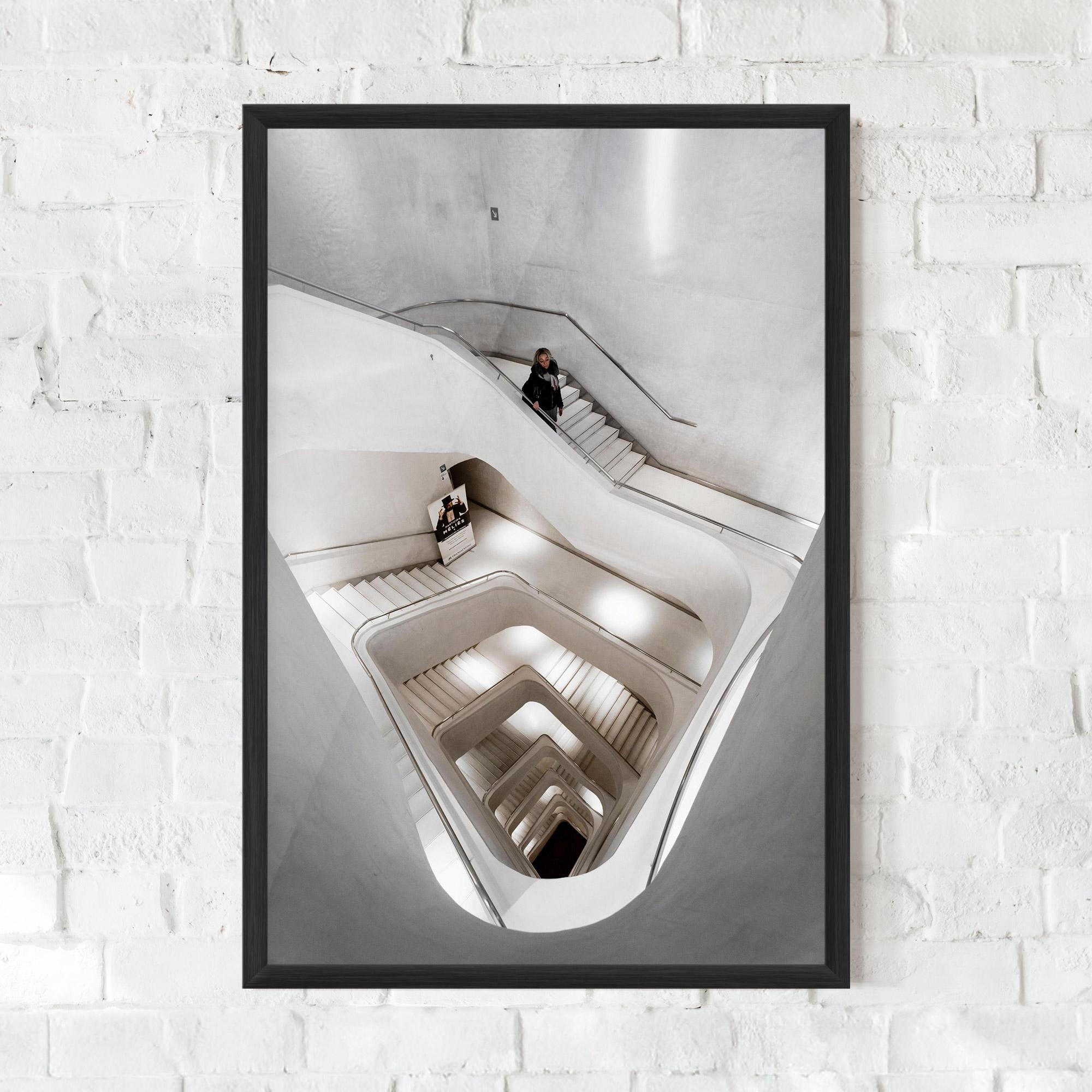 Poster Înrămat White Stairs Spiral mockup 0
