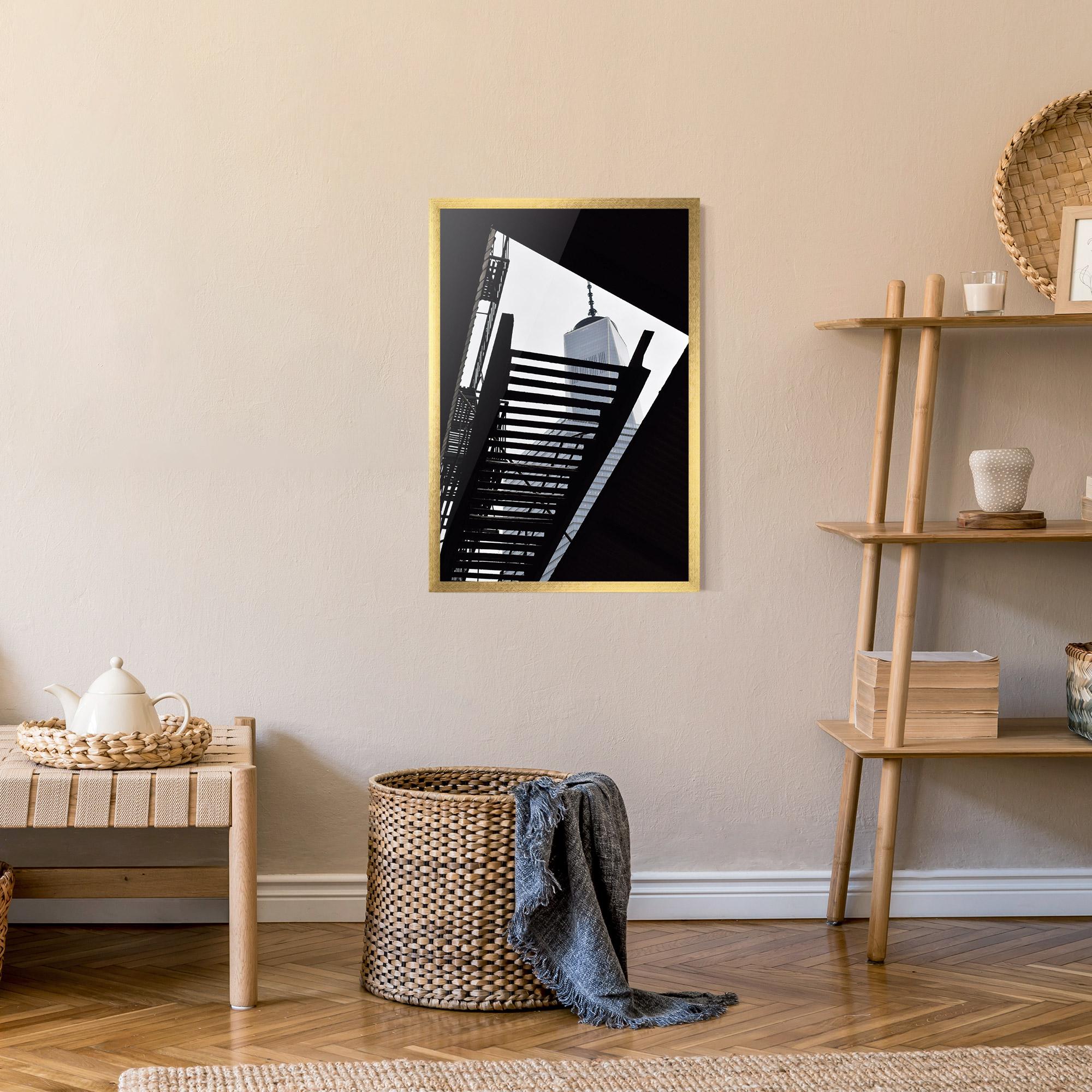 Poster Înrămat Black Stairs Floating mockup 9