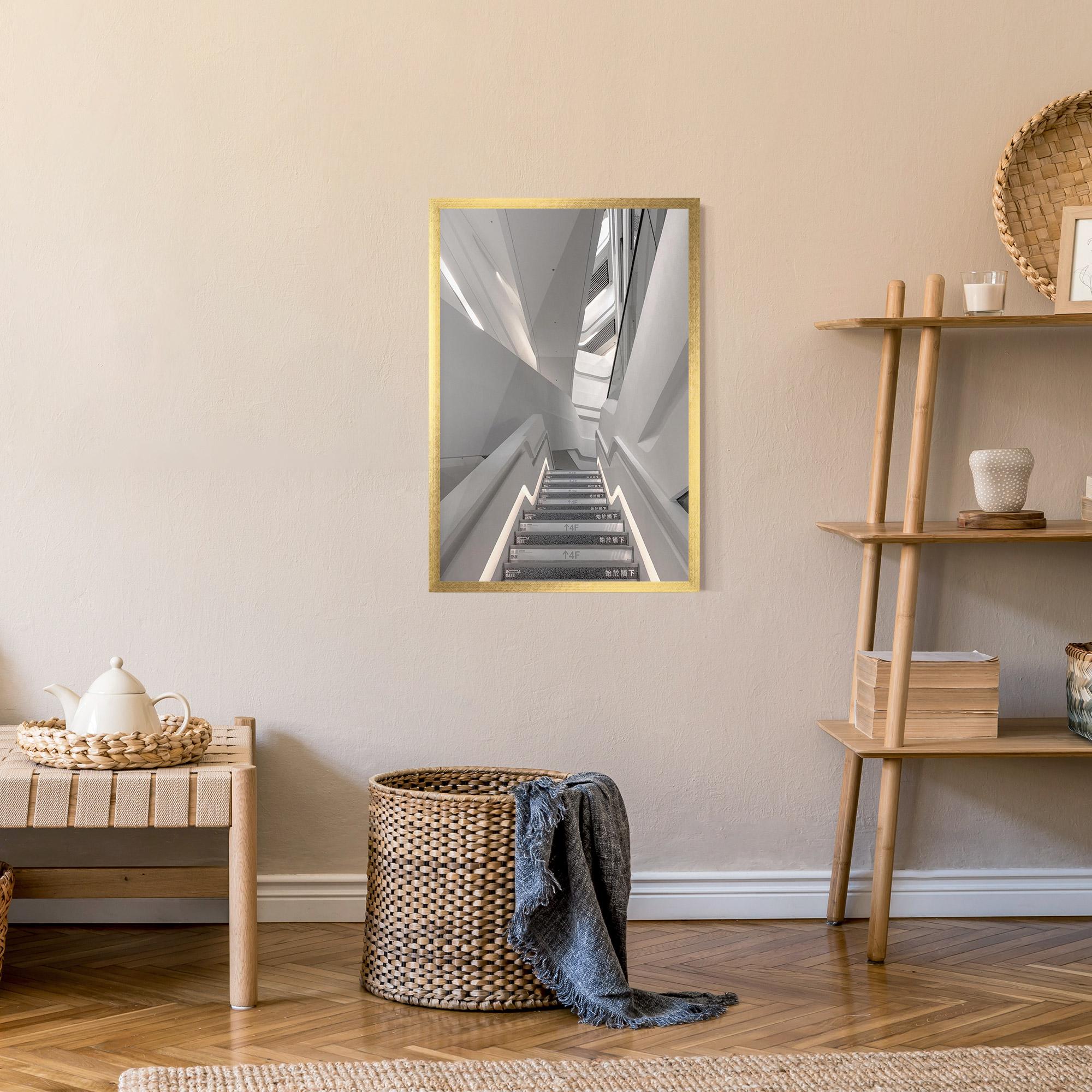 Poster Înrămat White Line Stairs mockup 9
