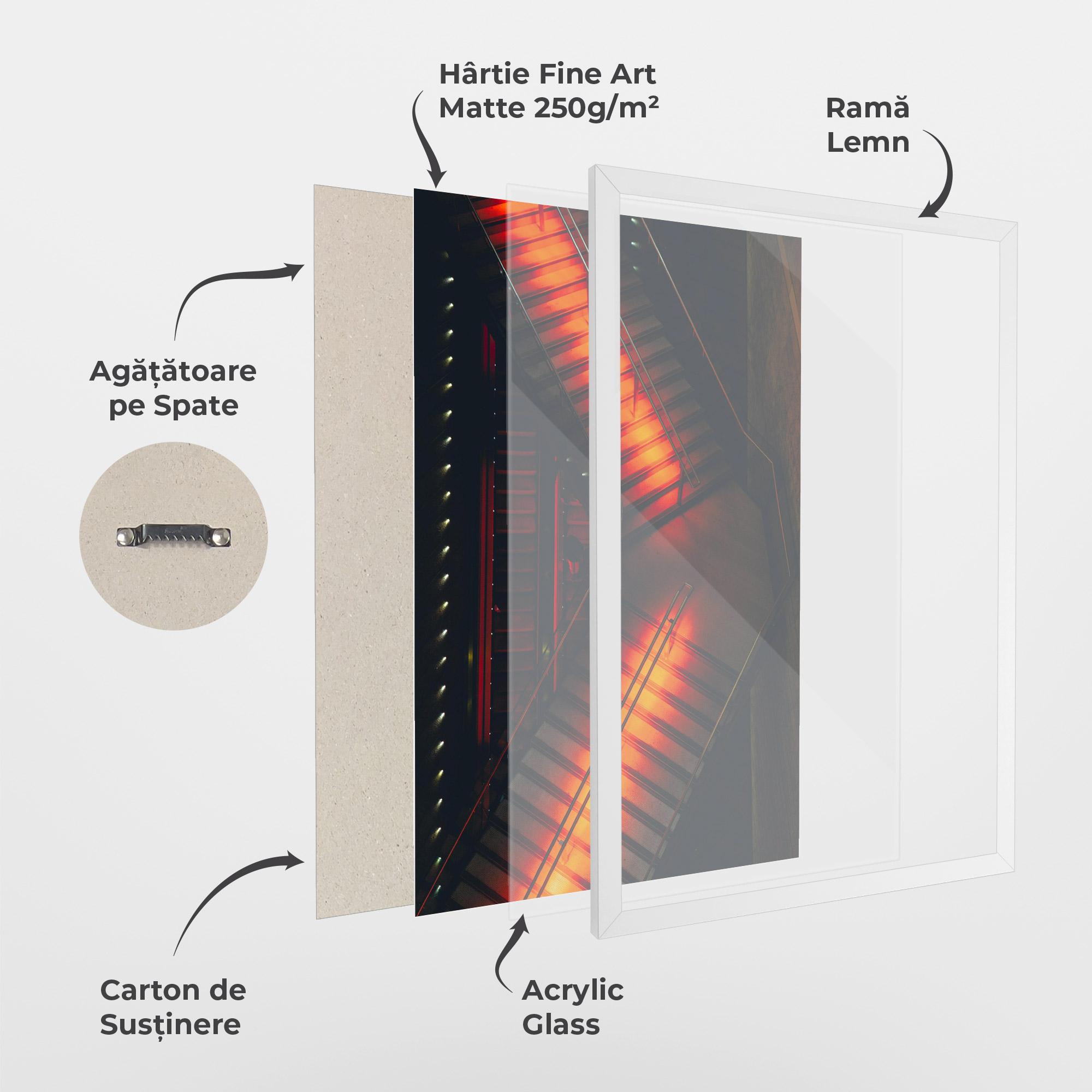 Poster Înrămat Orange Light Stairs mockup 1