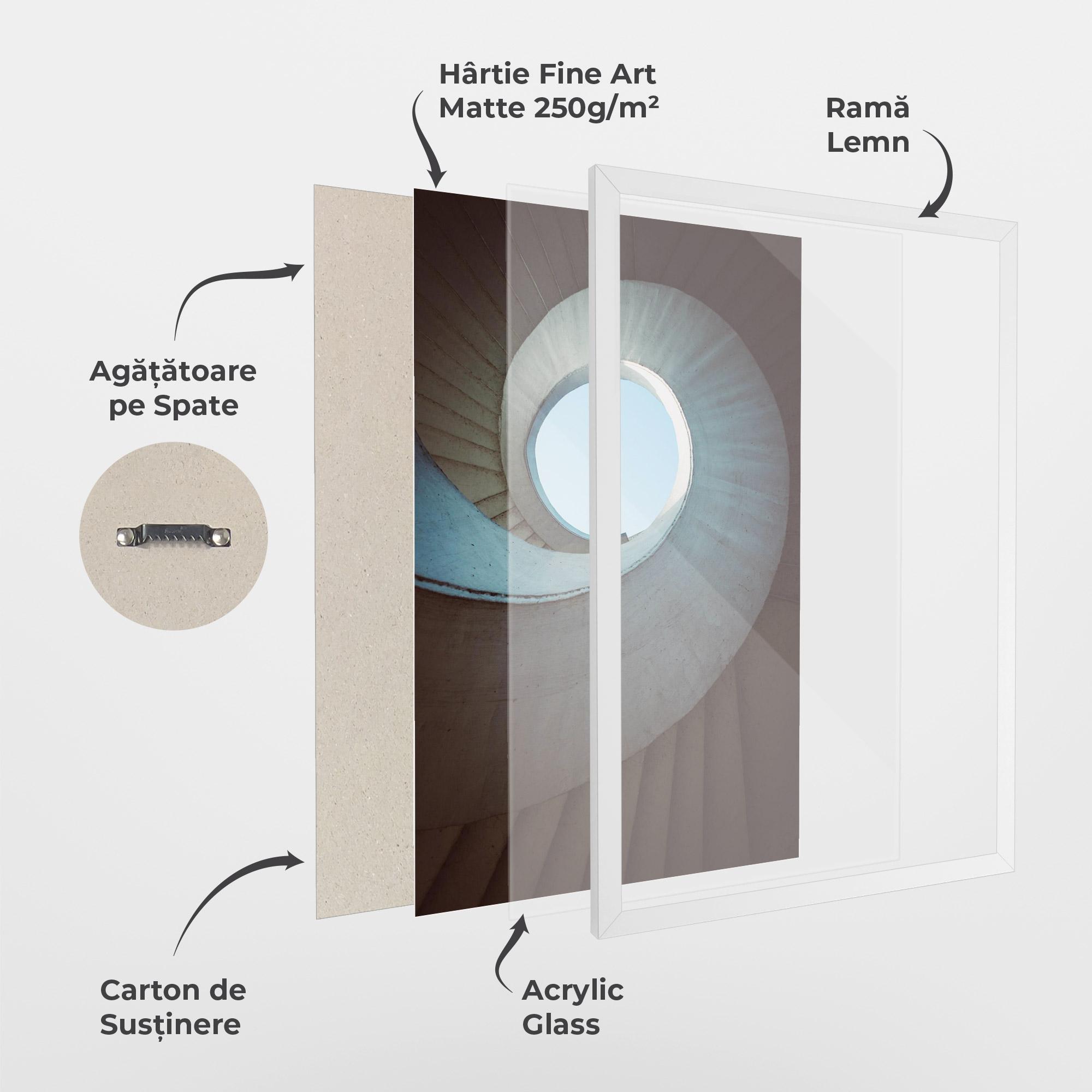 Poster Înrămat Spiral Cream Stairs mockup 1