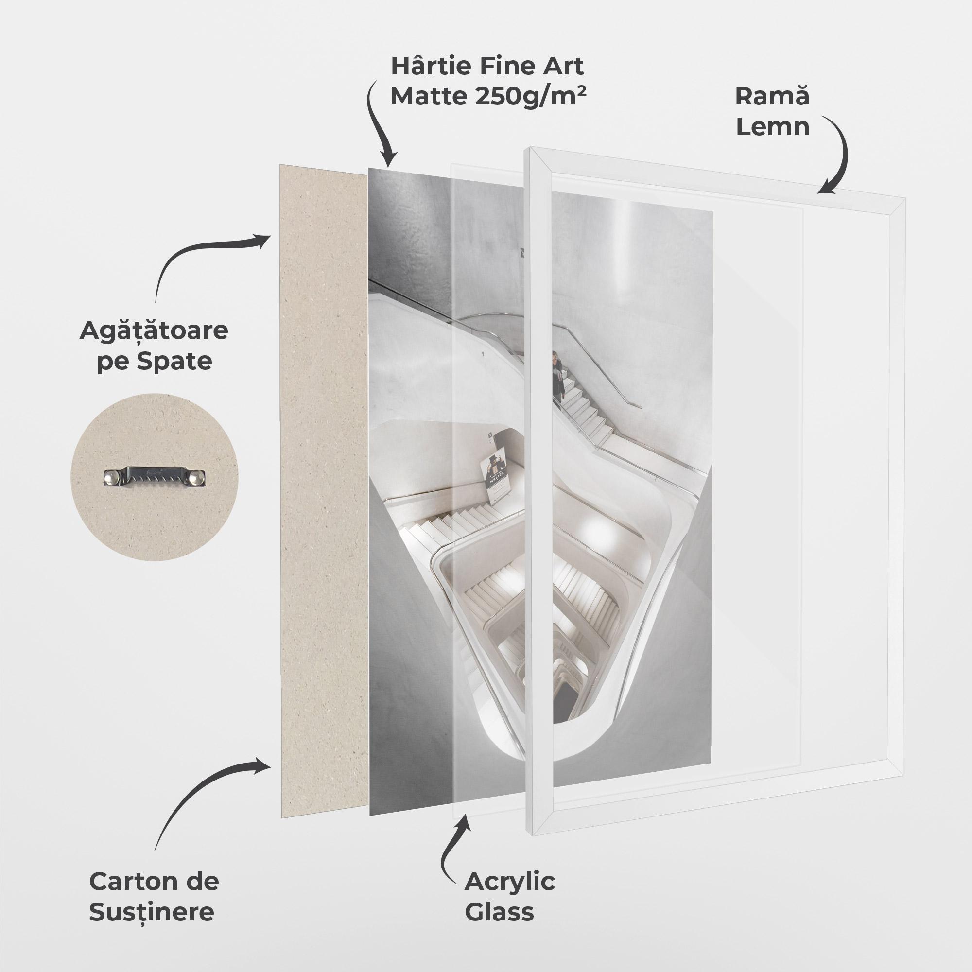Poster Înrămat White Stairs Spiral mockup 1