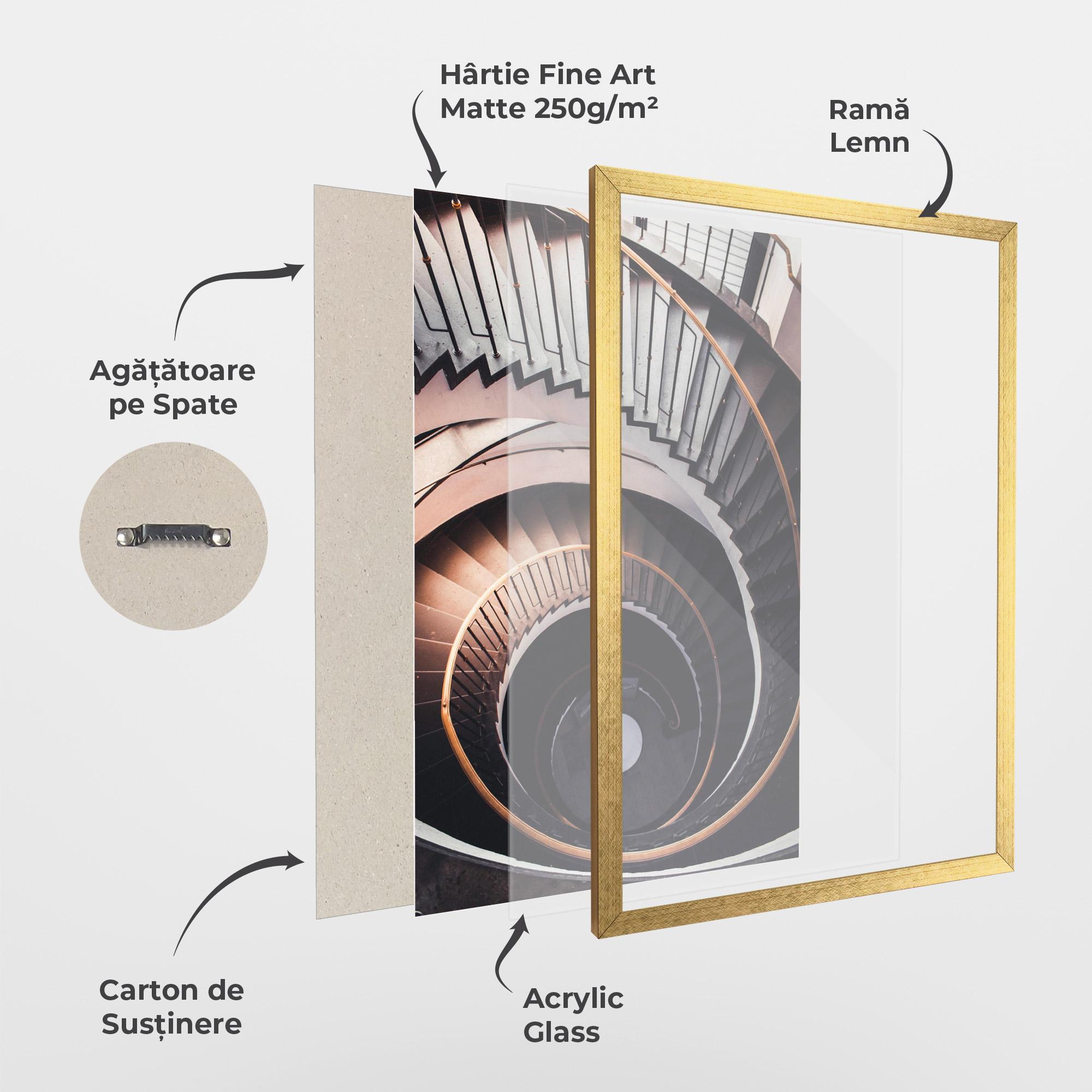 Poster Înrămat Grey Stairs Spiral mockup 1