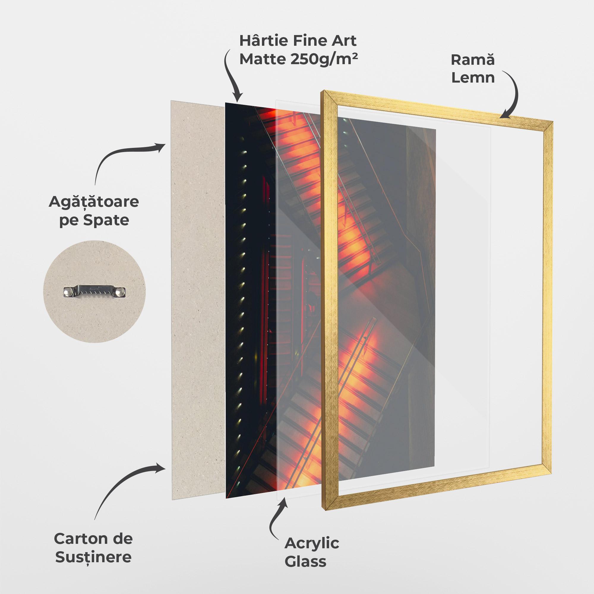 Poster Înrămat Orange Light Stairs mockup 1