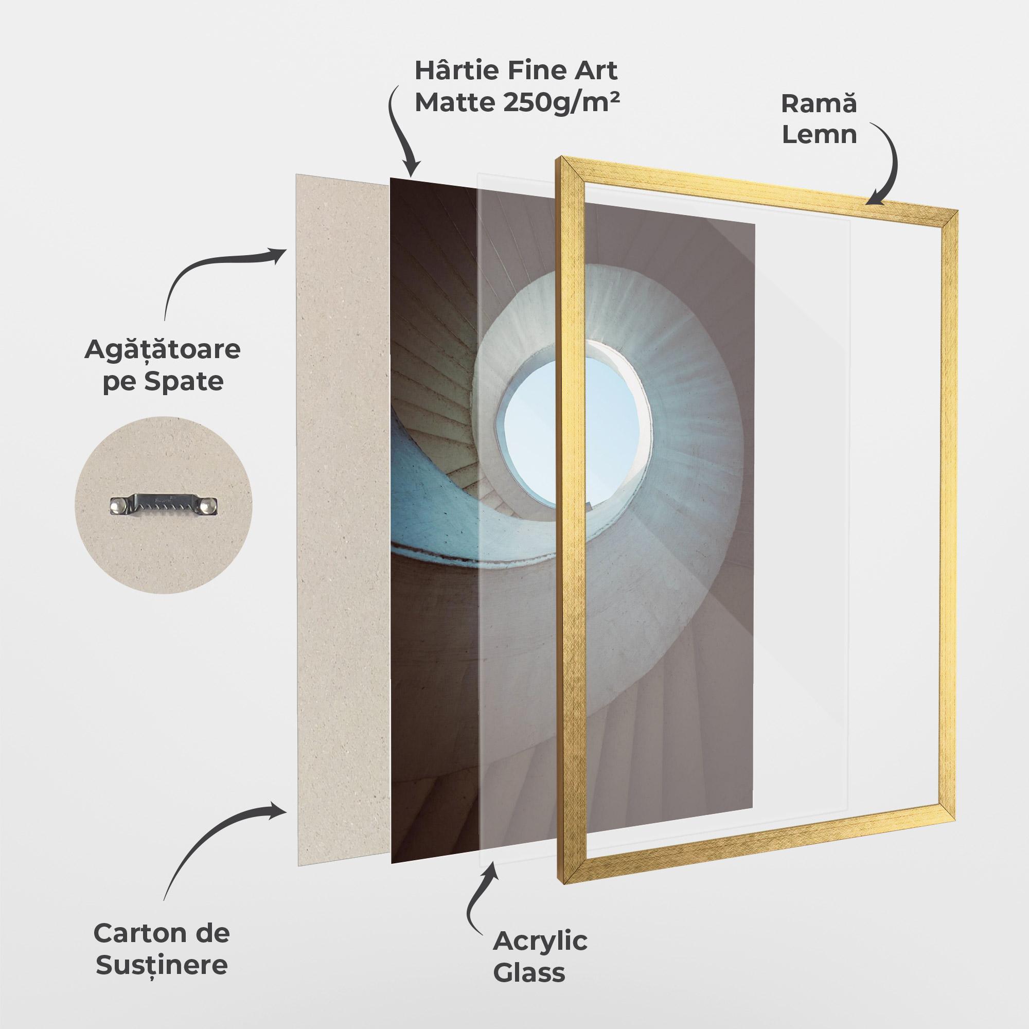 Poster Înrămat Spiral Cream Stairs mockup 1