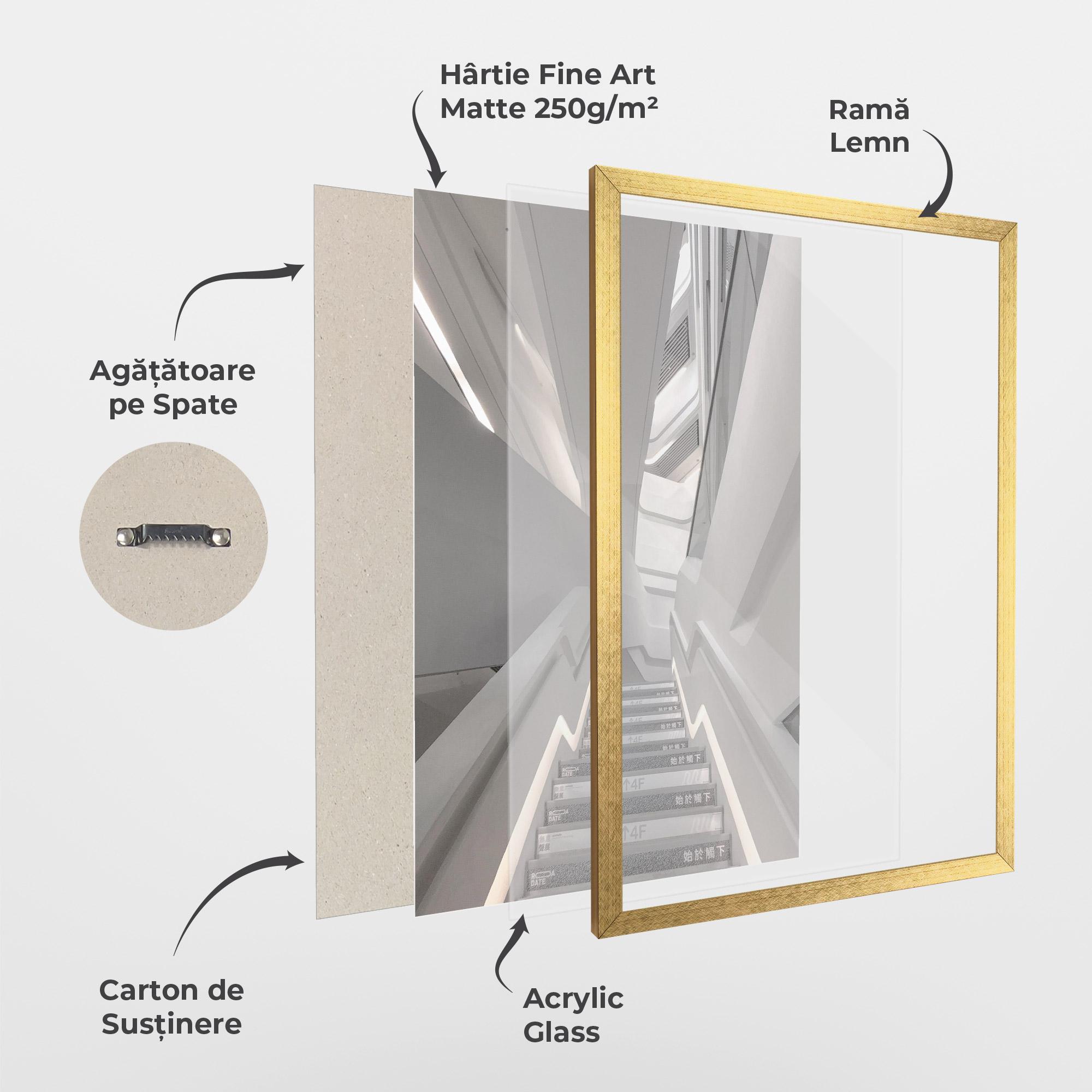 Poster Înrămat White Line Stairs mockup 1