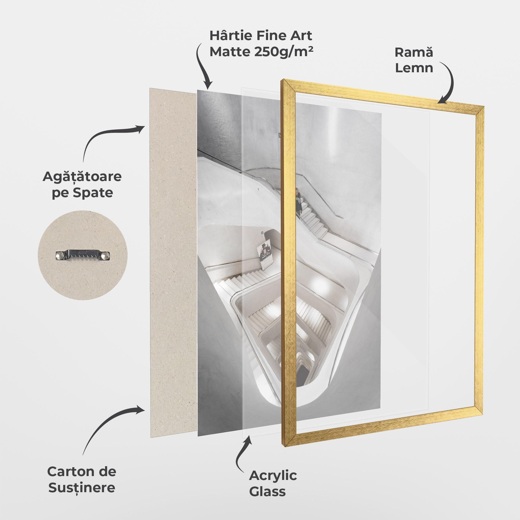 Poster Înrămat White Stairs Spiral mockup 1