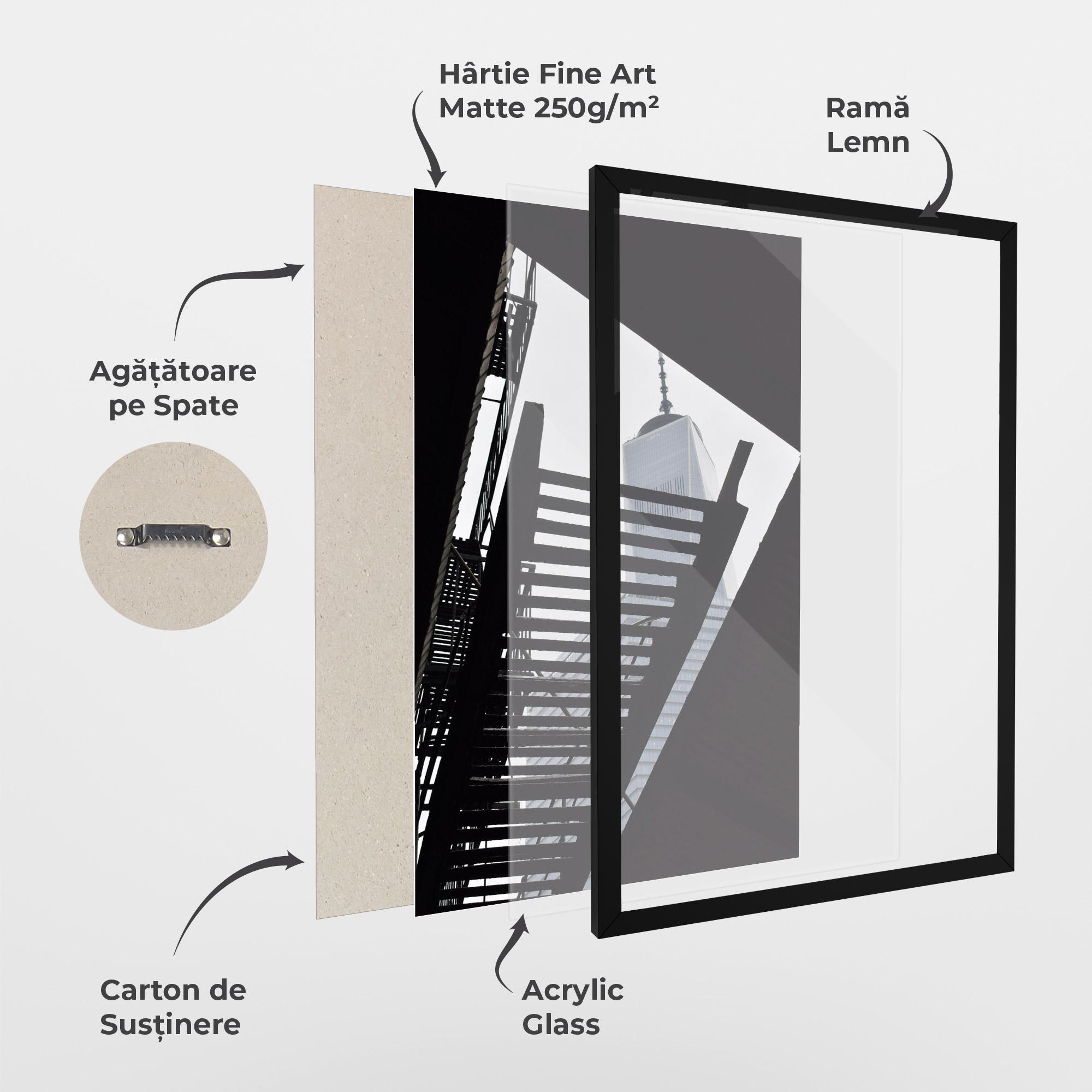Poster Înrămat Black Stairs Floating mockup 1