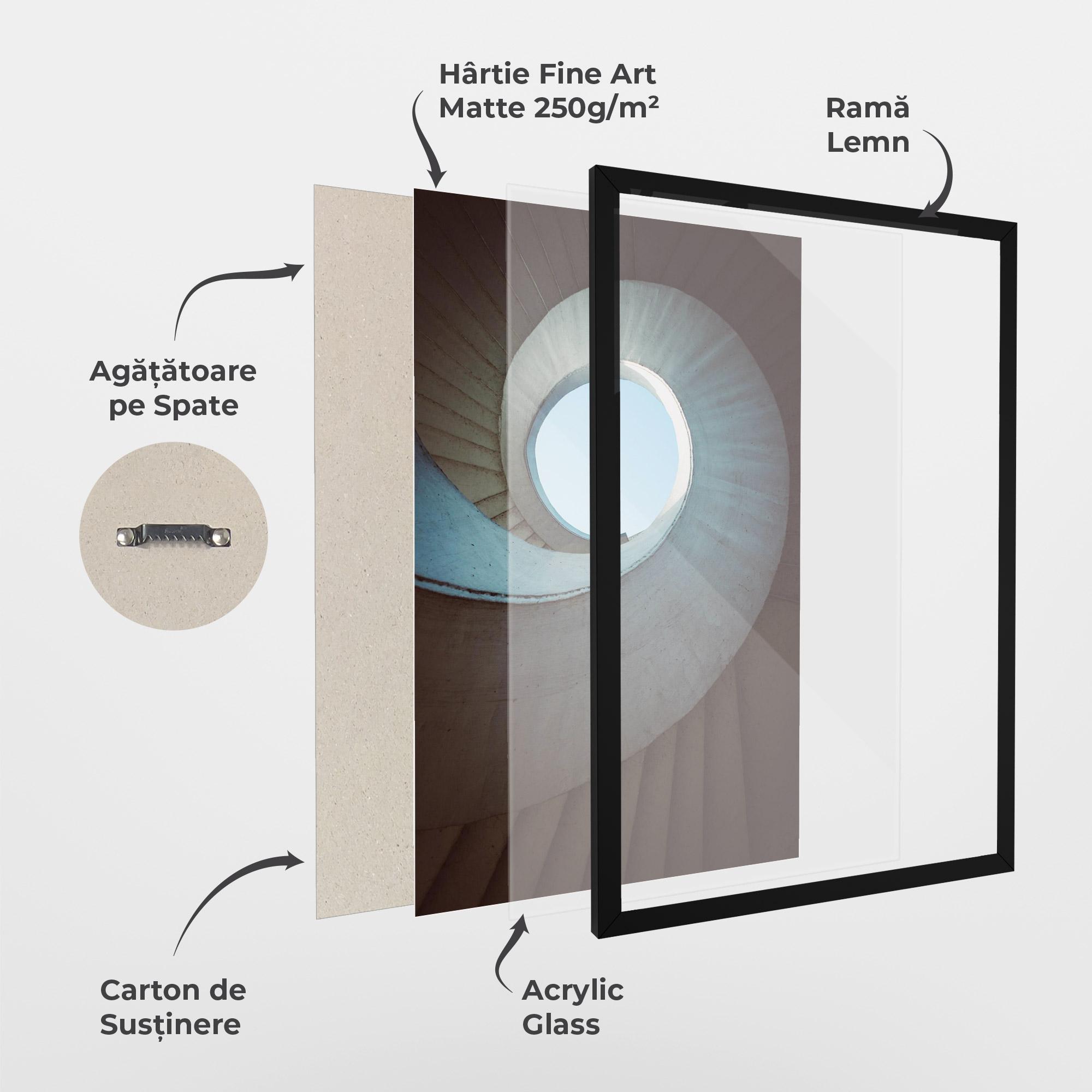 Poster Înrămat Spiral Cream Stairs mockup 1