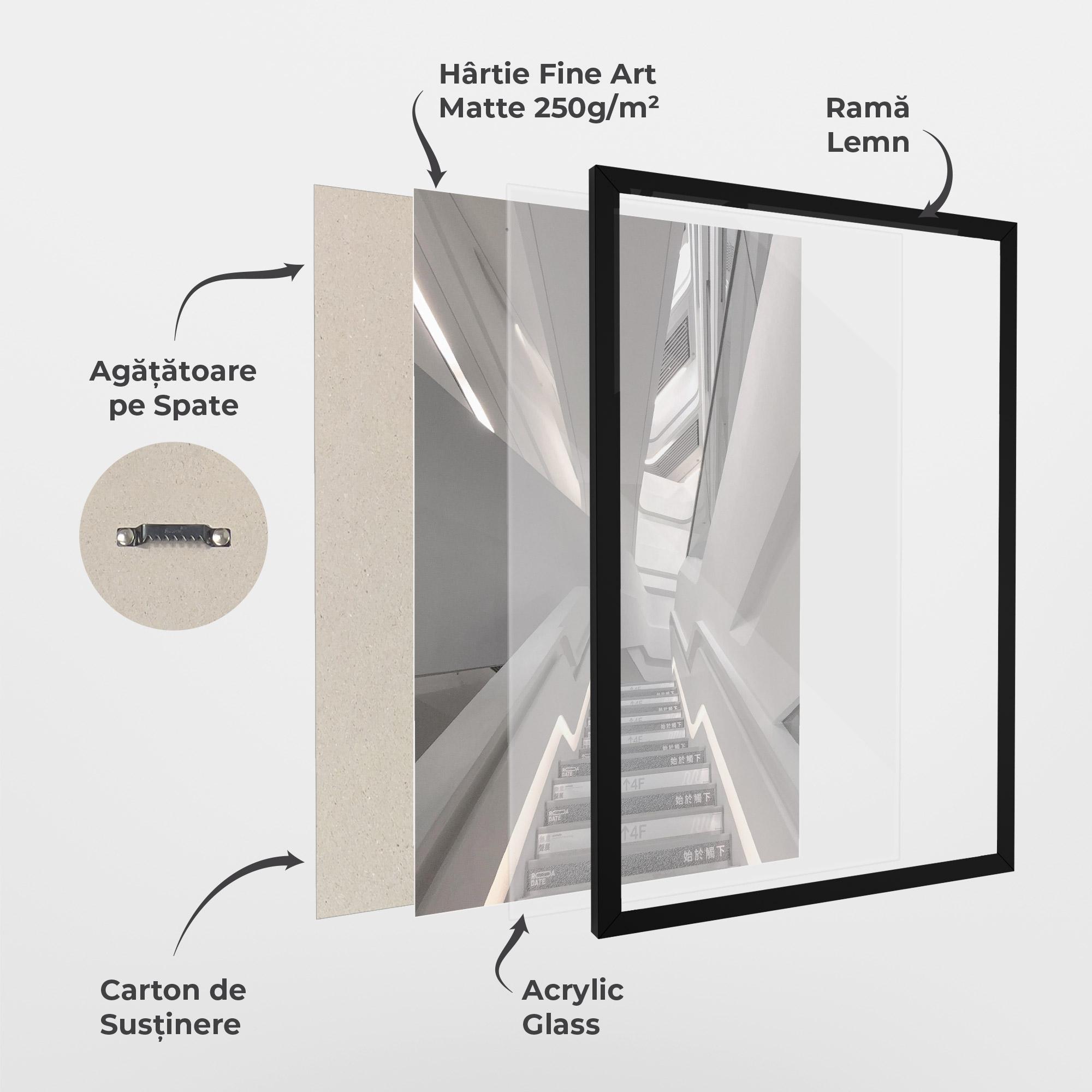 Poster Înrămat White Line Stairs mockup 1