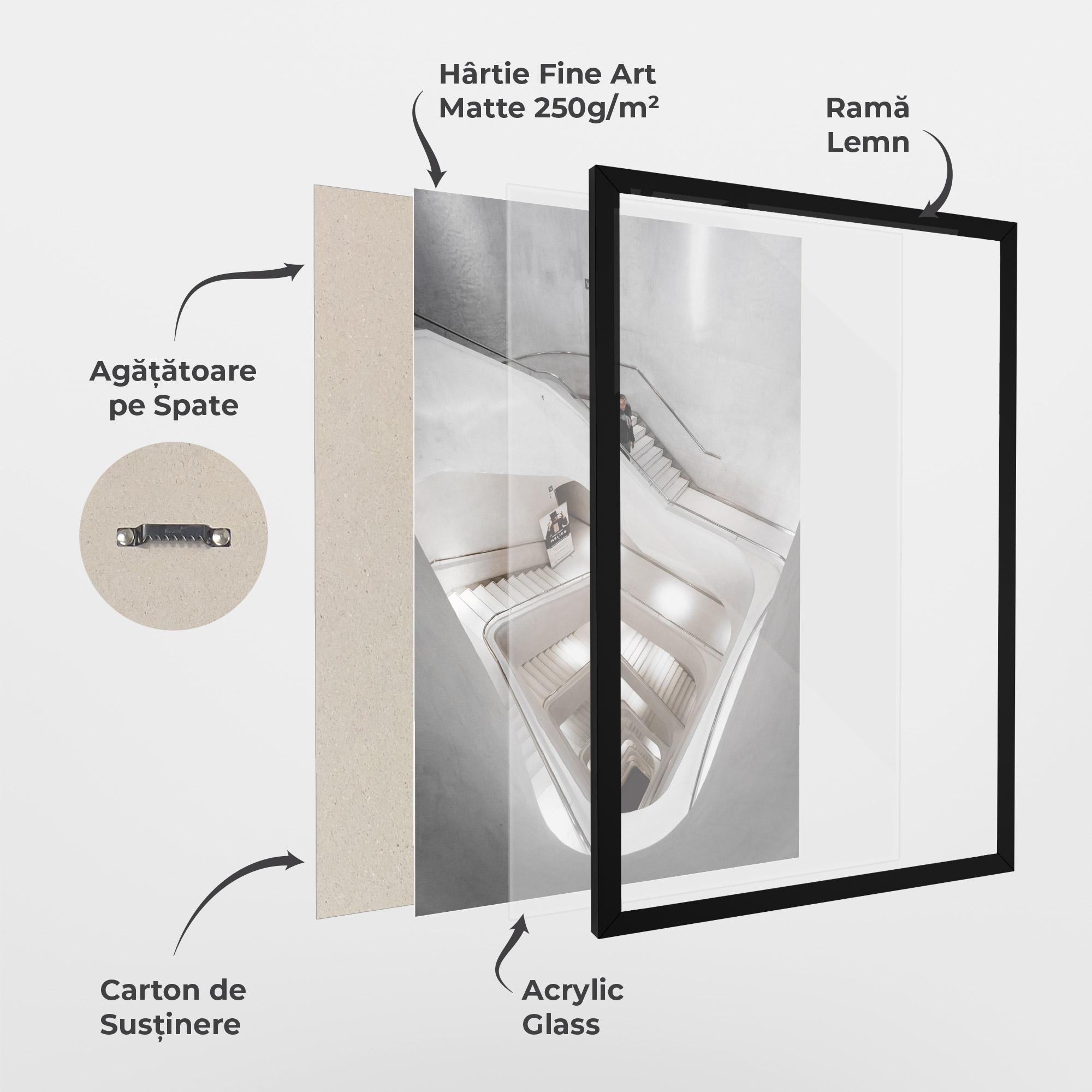 Poster Înrămat White Stairs Spiral mockup 1