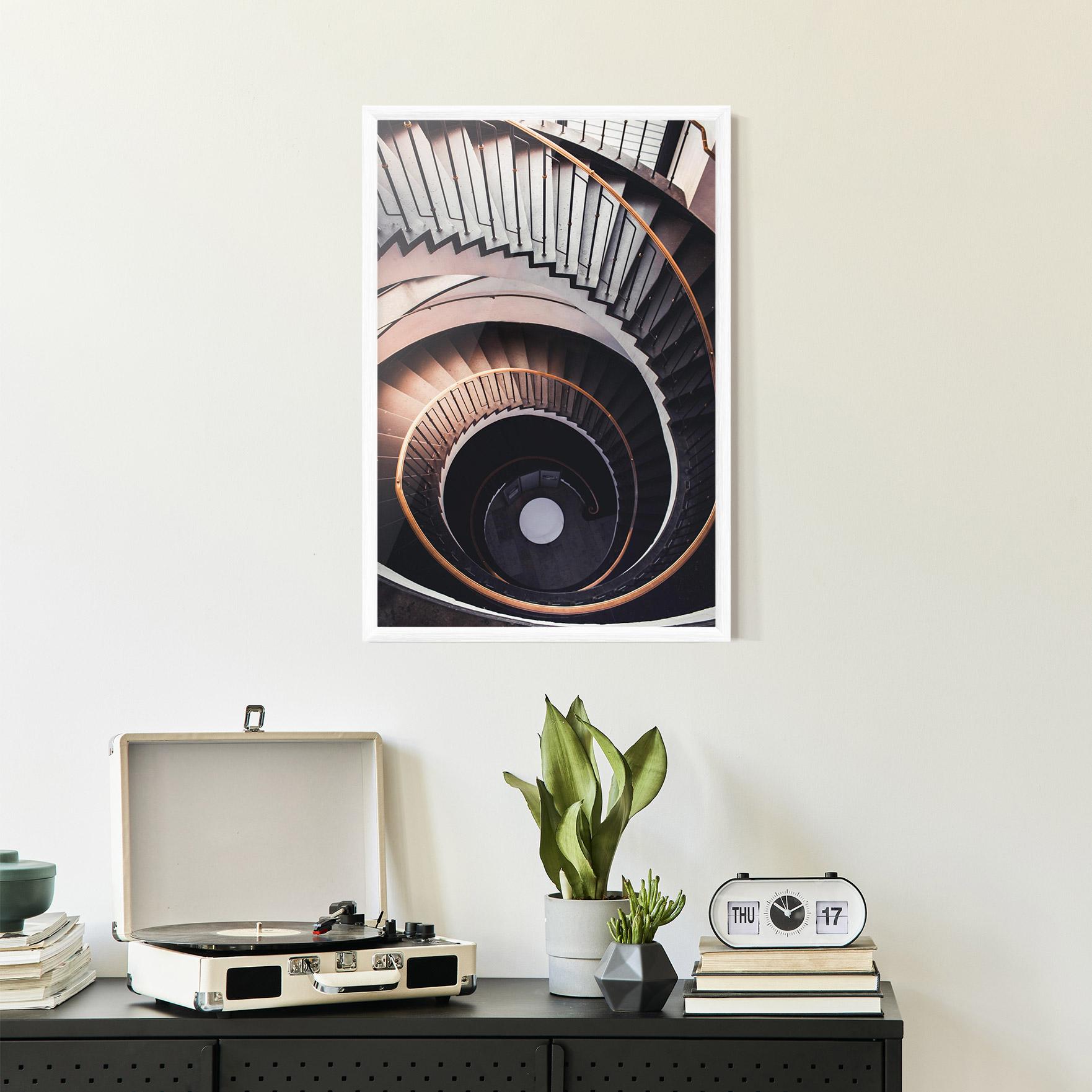 Poster Înrămat Grey Stairs Spiral mockup 2