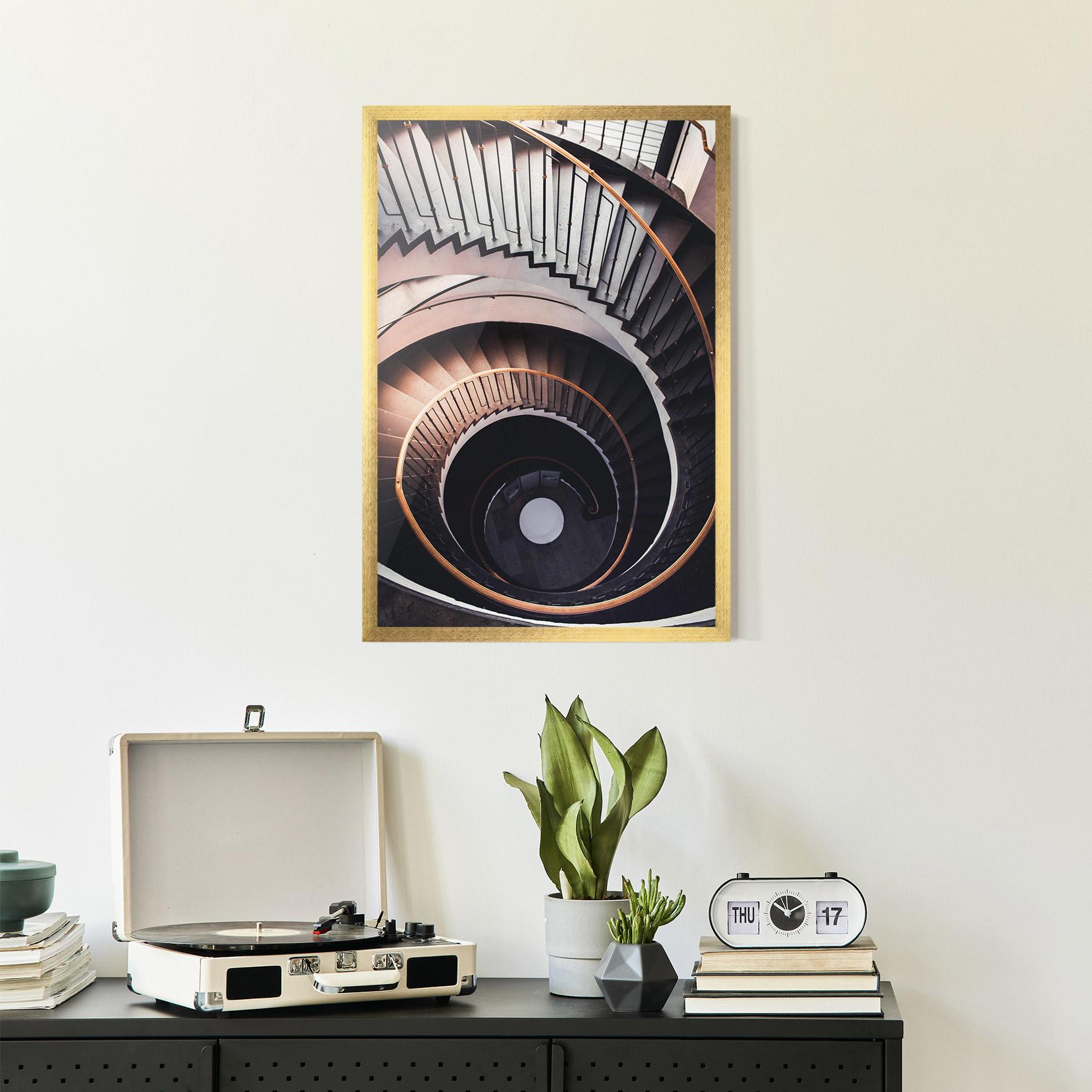 Poster Înrămat Grey Stairs Spiral mockup 2