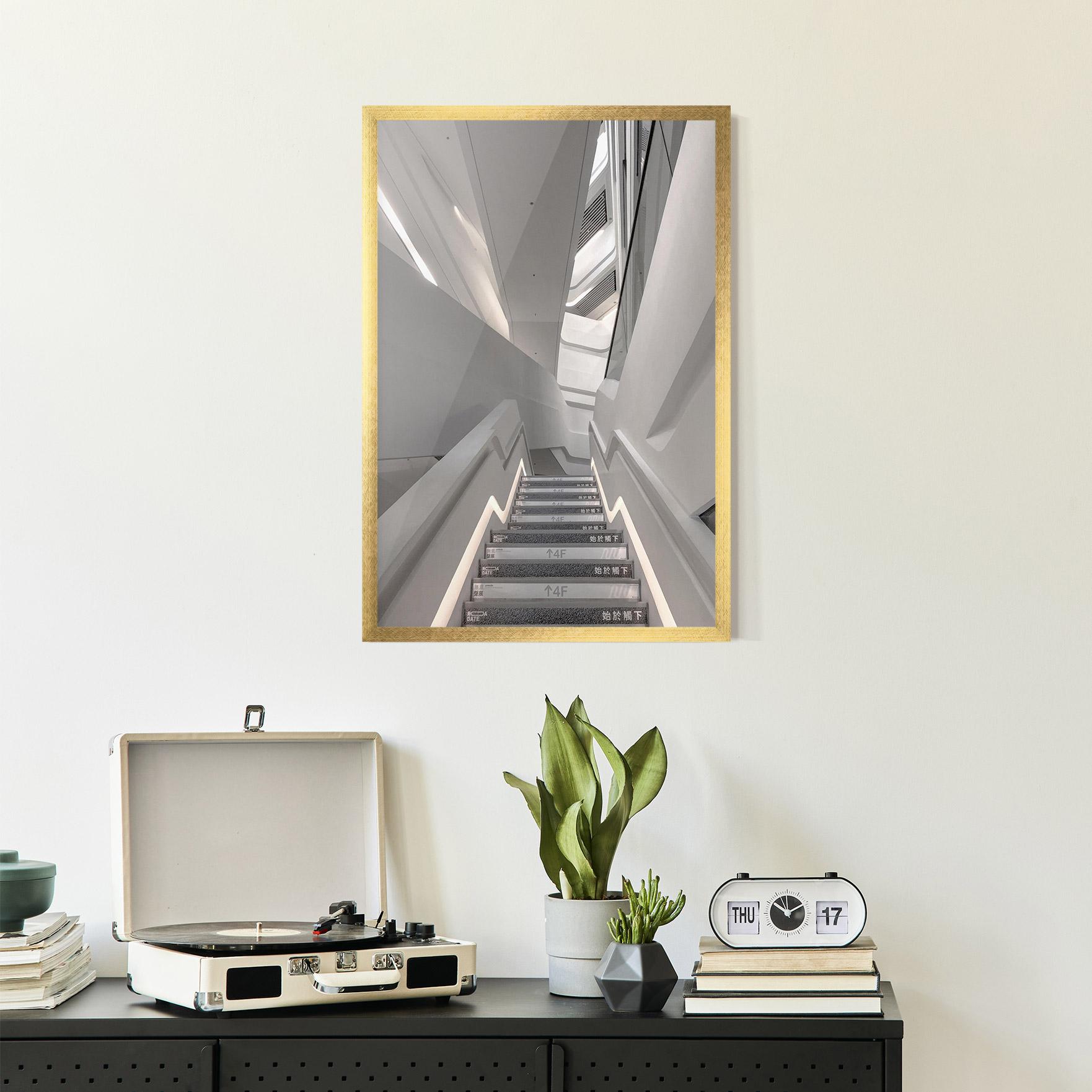 Poster Înrămat White Line Stairs mockup 2