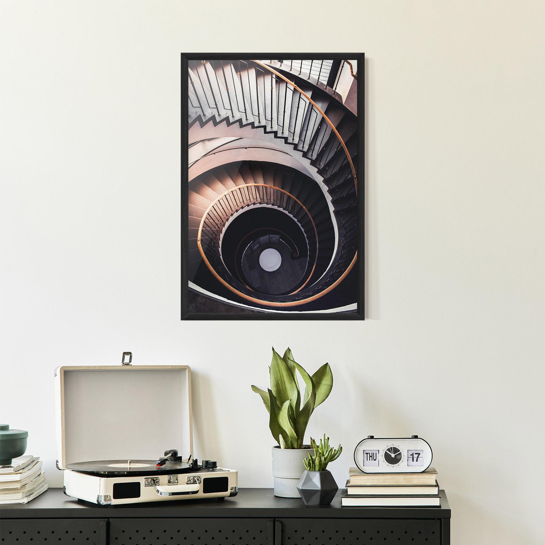 Poster Înrămat Grey Stairs Spiral mockup 2