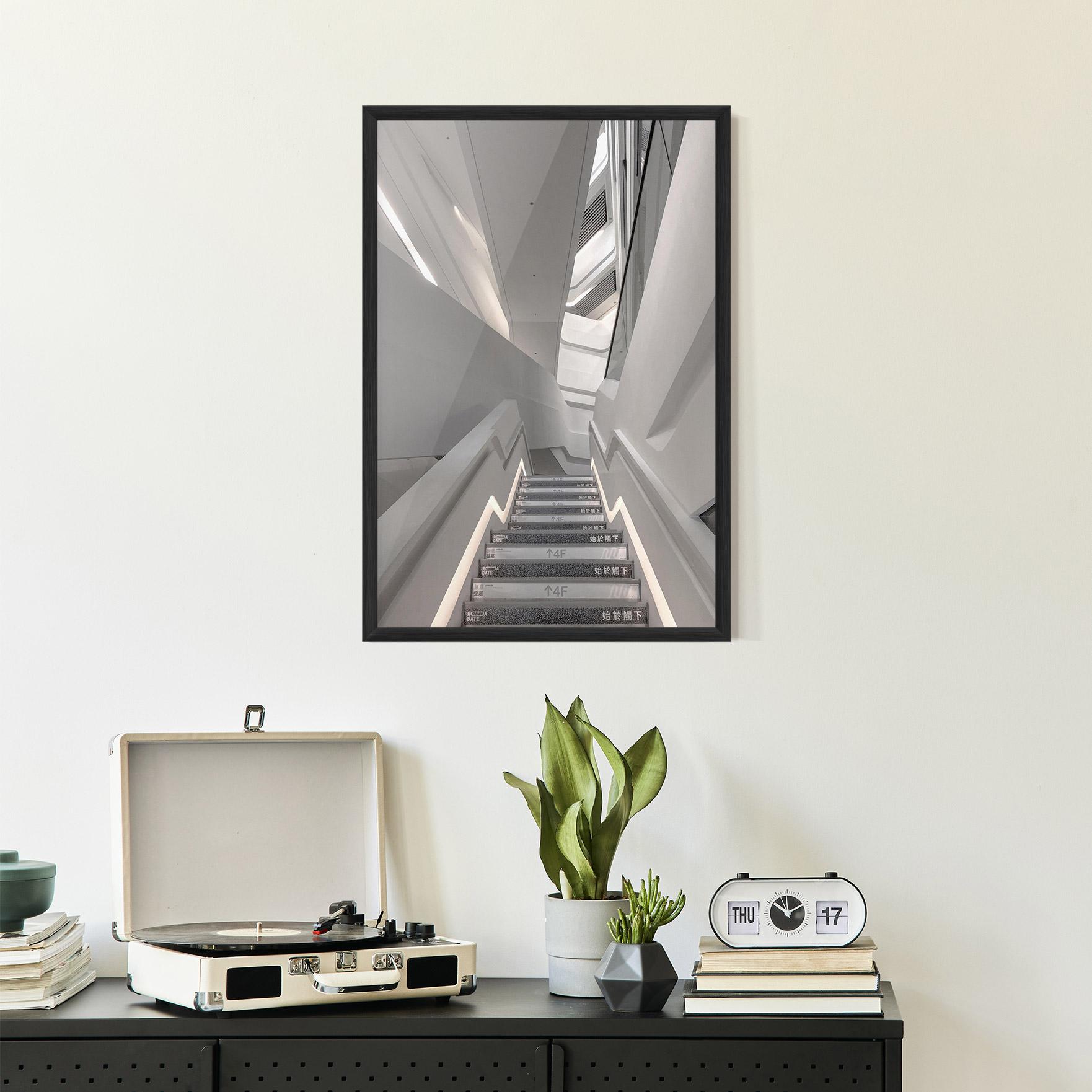 Poster Înrămat White Line Stairs mockup 2
