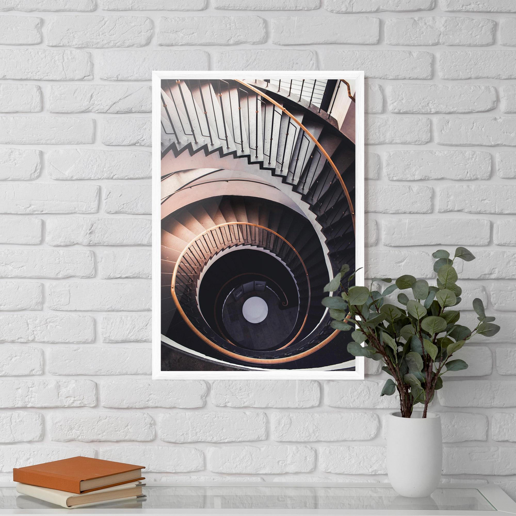 Poster Înrămat Grey Stairs Spiral mockup 5