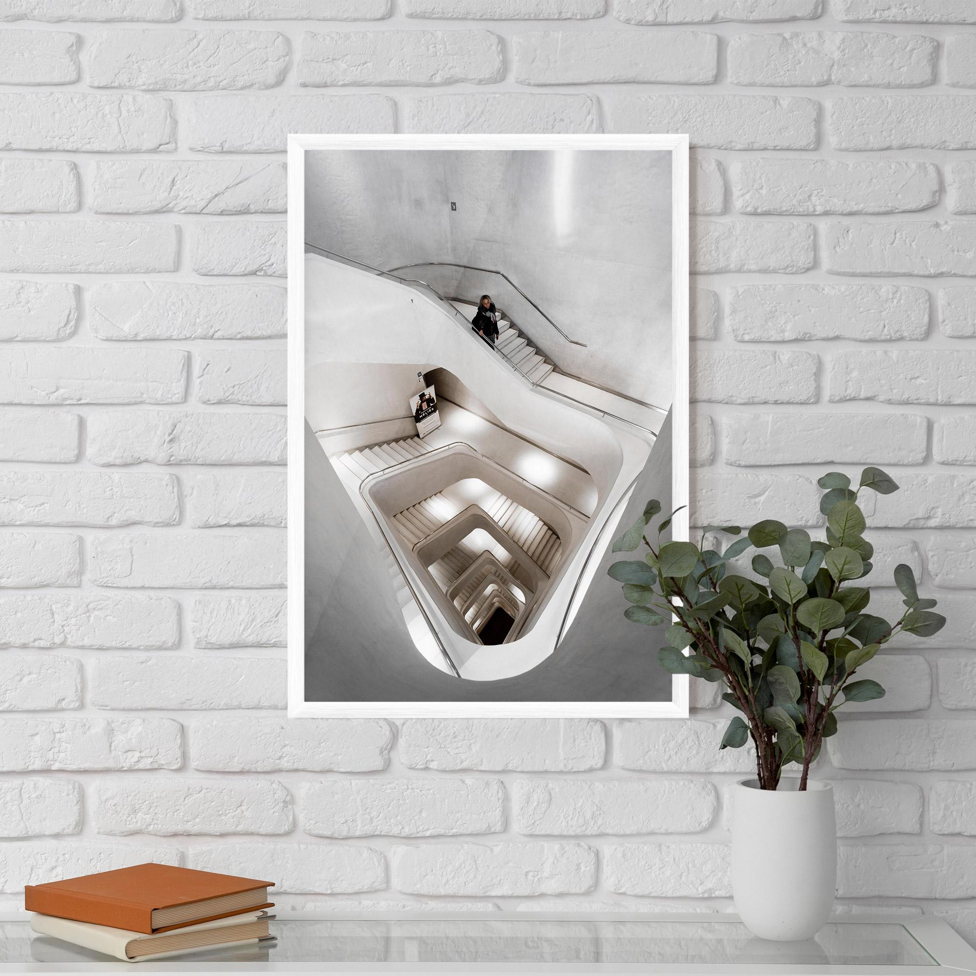 Poster Înrămat White Stairs Spiral mockup 5