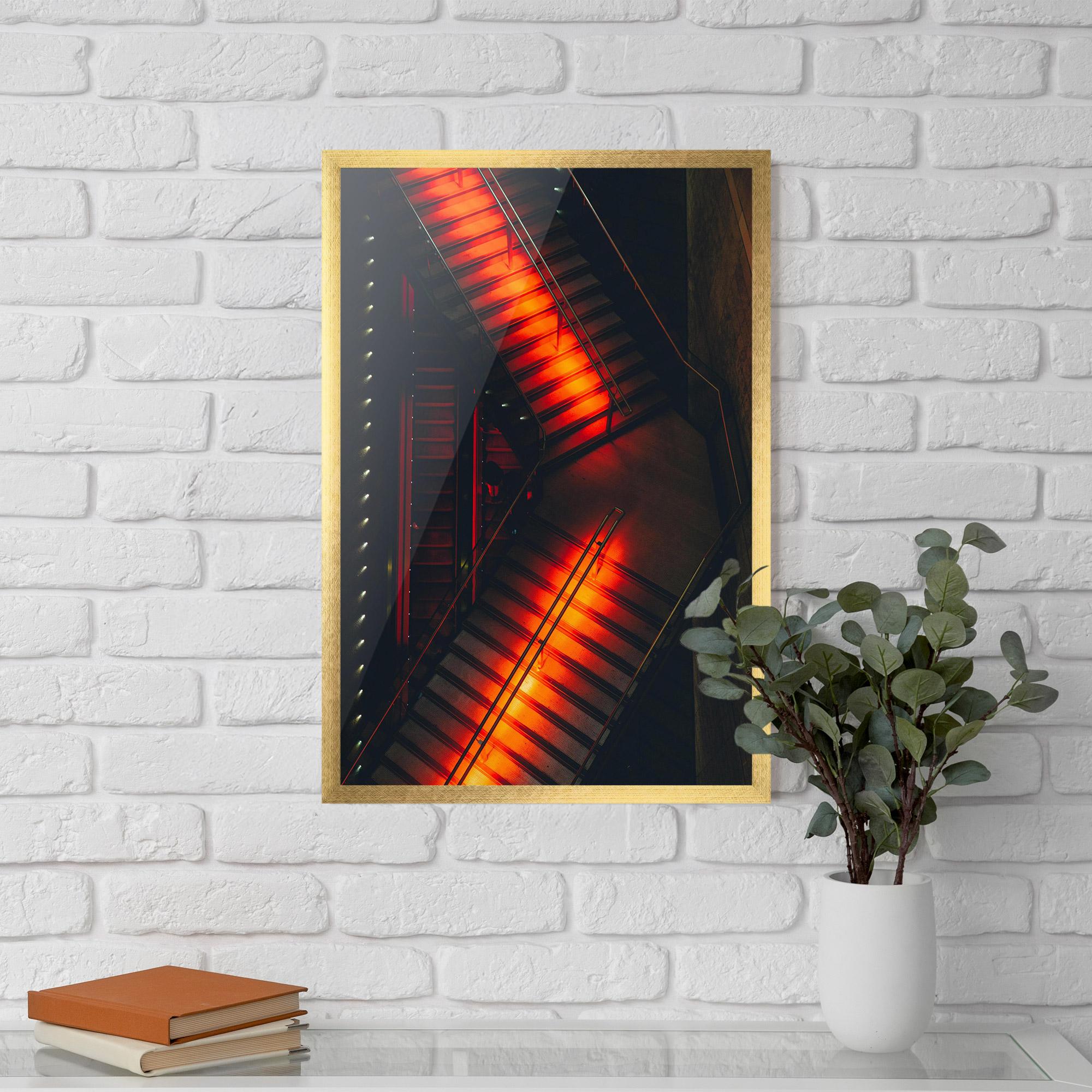 Poster Înrămat Orange Light Stairs mockup 5