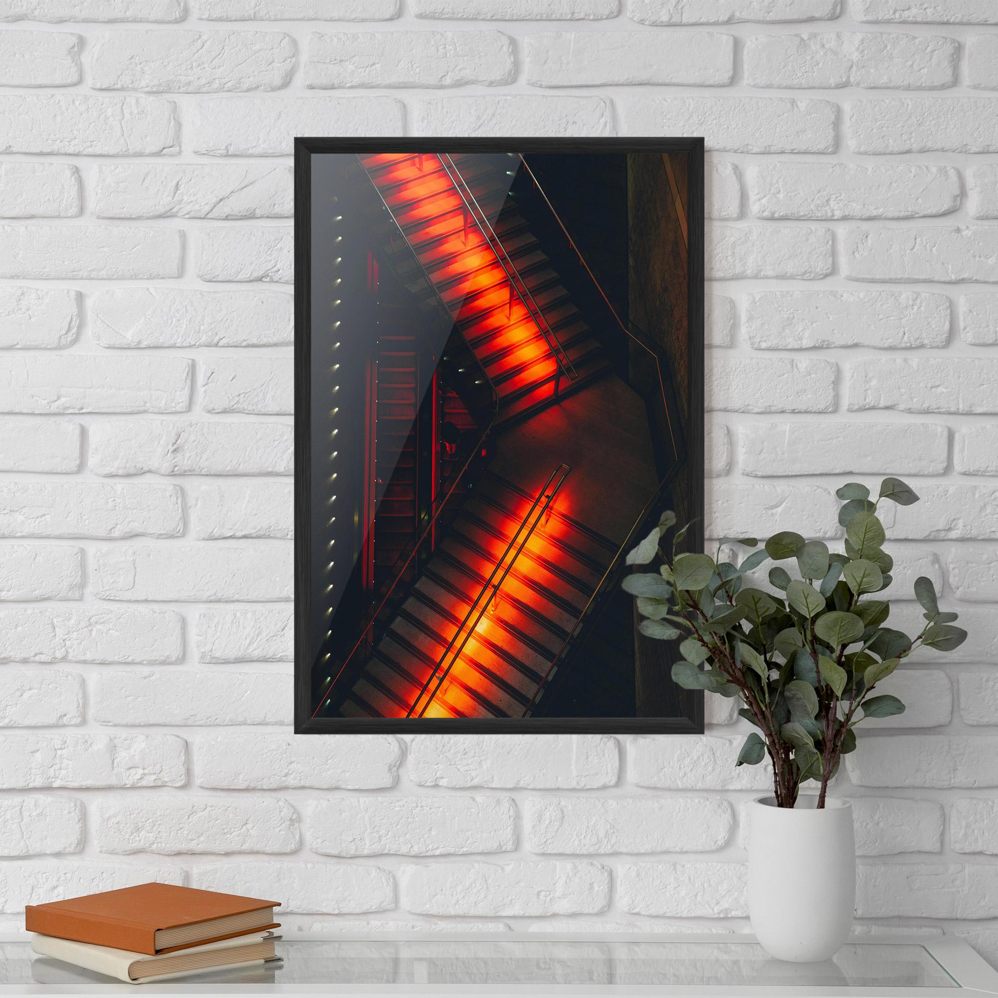 Poster Înrămat Orange Light Stairs mockup 5