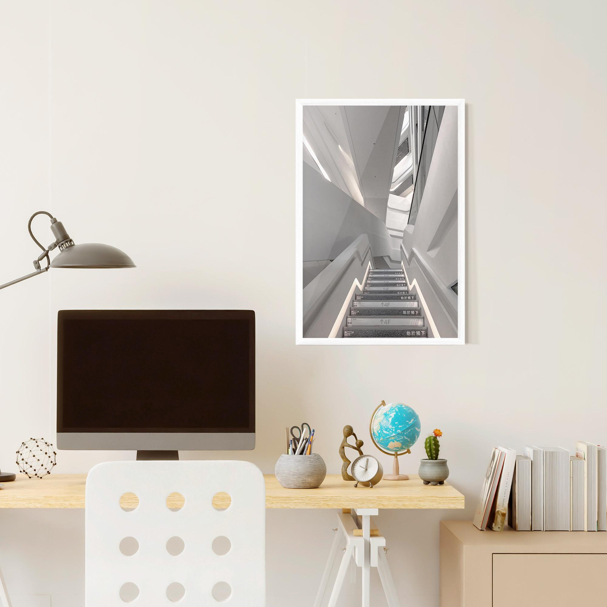 Poster Înrămat White Line Stairs mockup 6