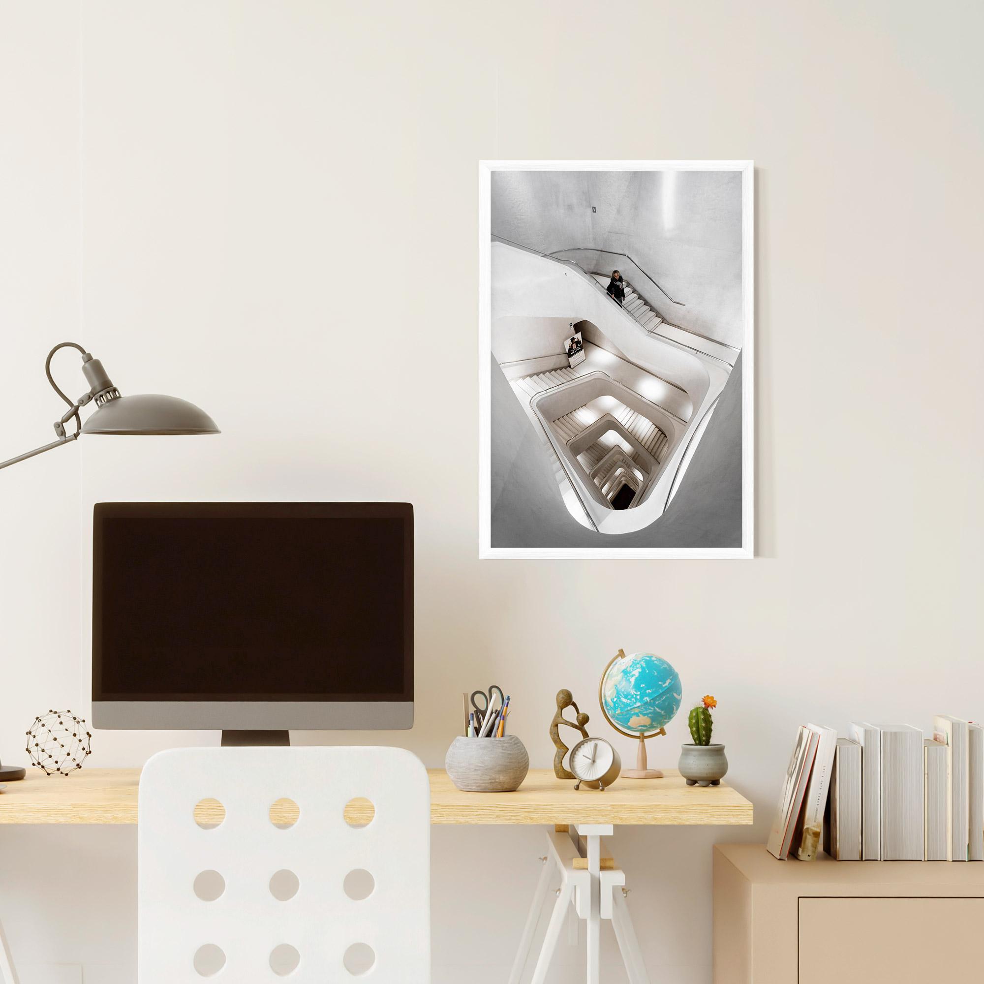 Poster Înrămat White Stairs Spiral mockup 6
