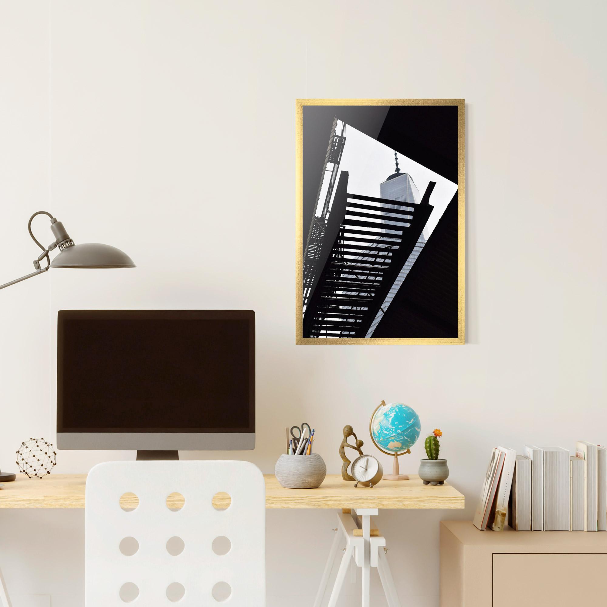 Poster Înrămat Black Stairs Floating mockup 6