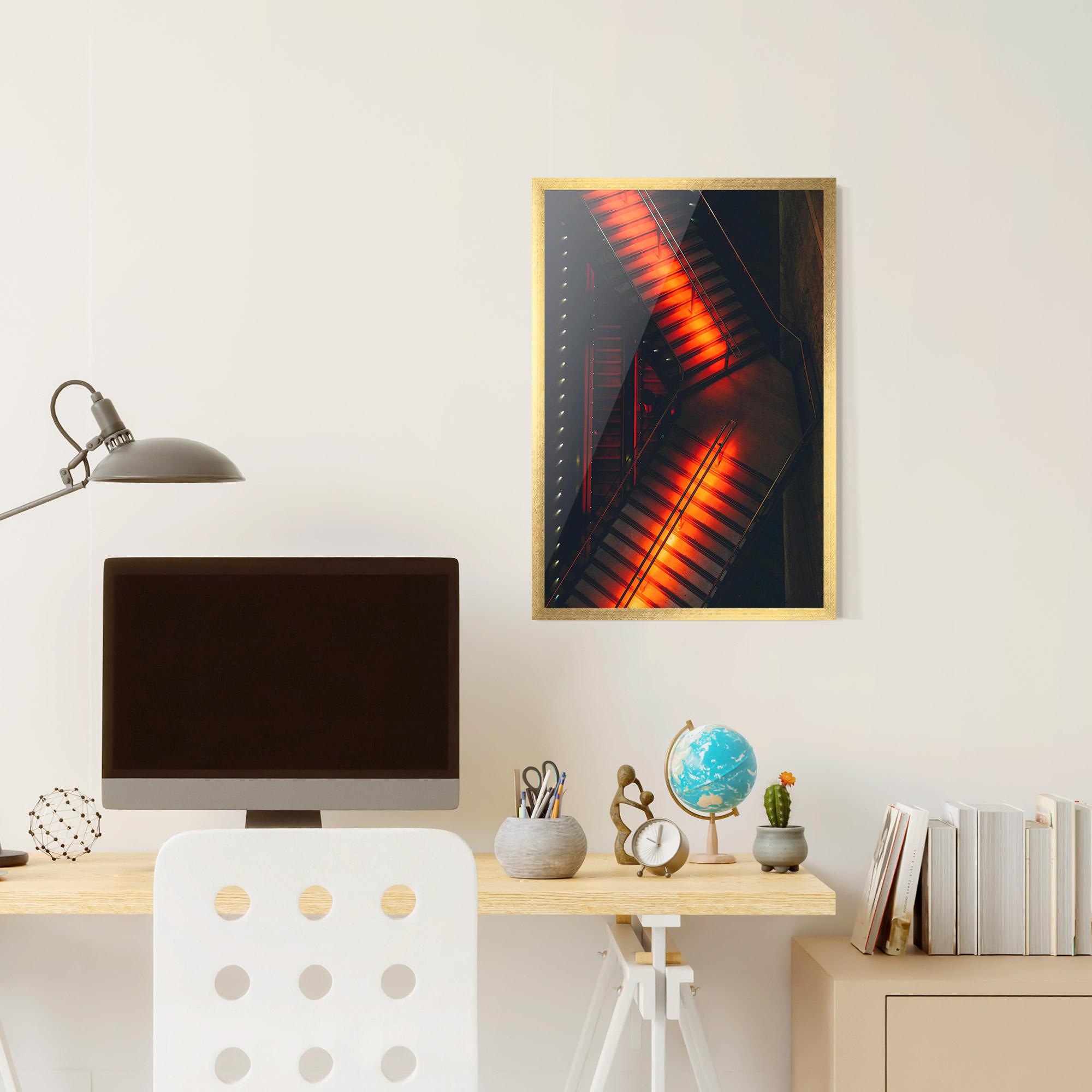 Poster Înrămat Orange Light Stairs mockup 6