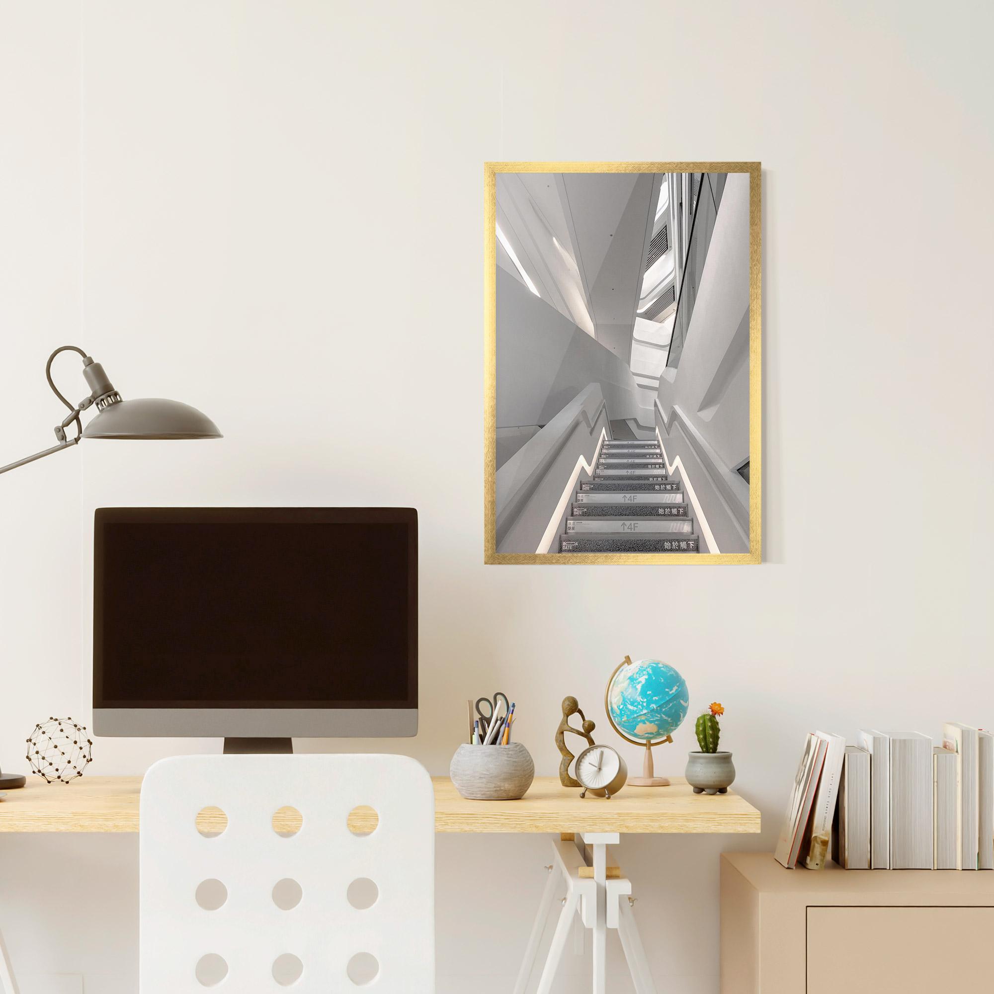 Poster Înrămat White Line Stairs mockup 6