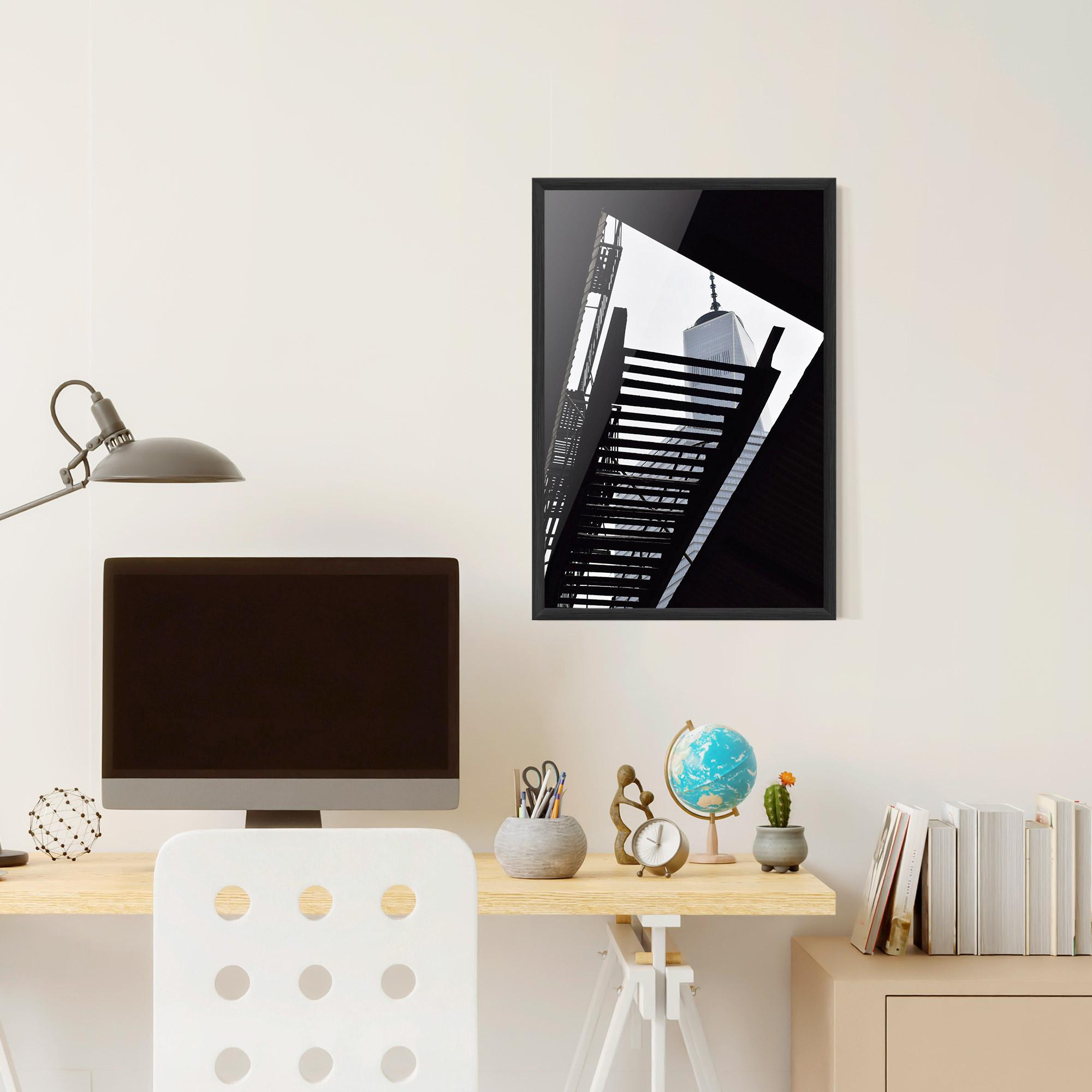 Poster Înrămat Black Stairs Floating mockup 6